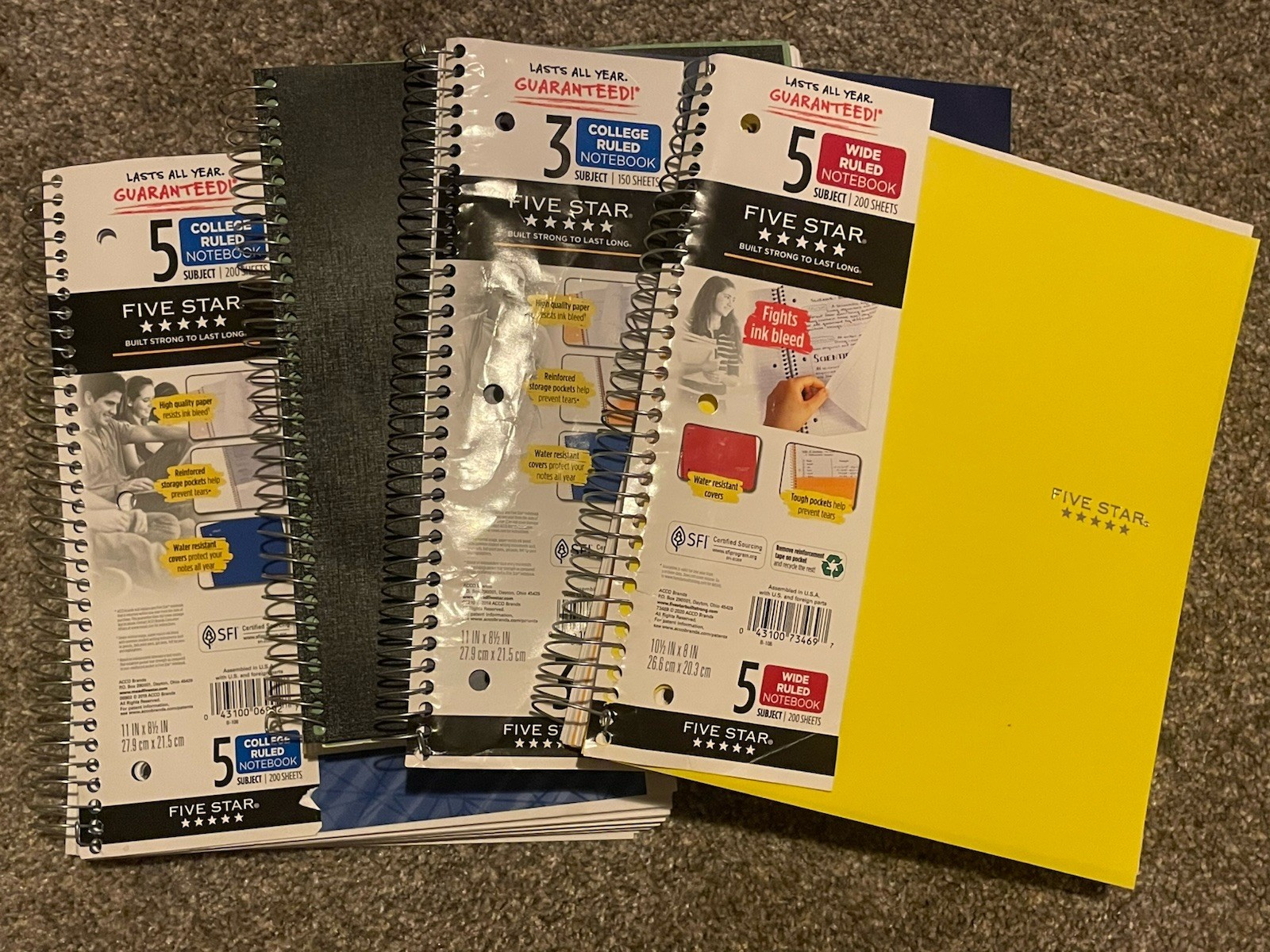 Five Star Spiral Notebook + Study App, 5 Subject, College Ruled Paper, 8-1/2″ X