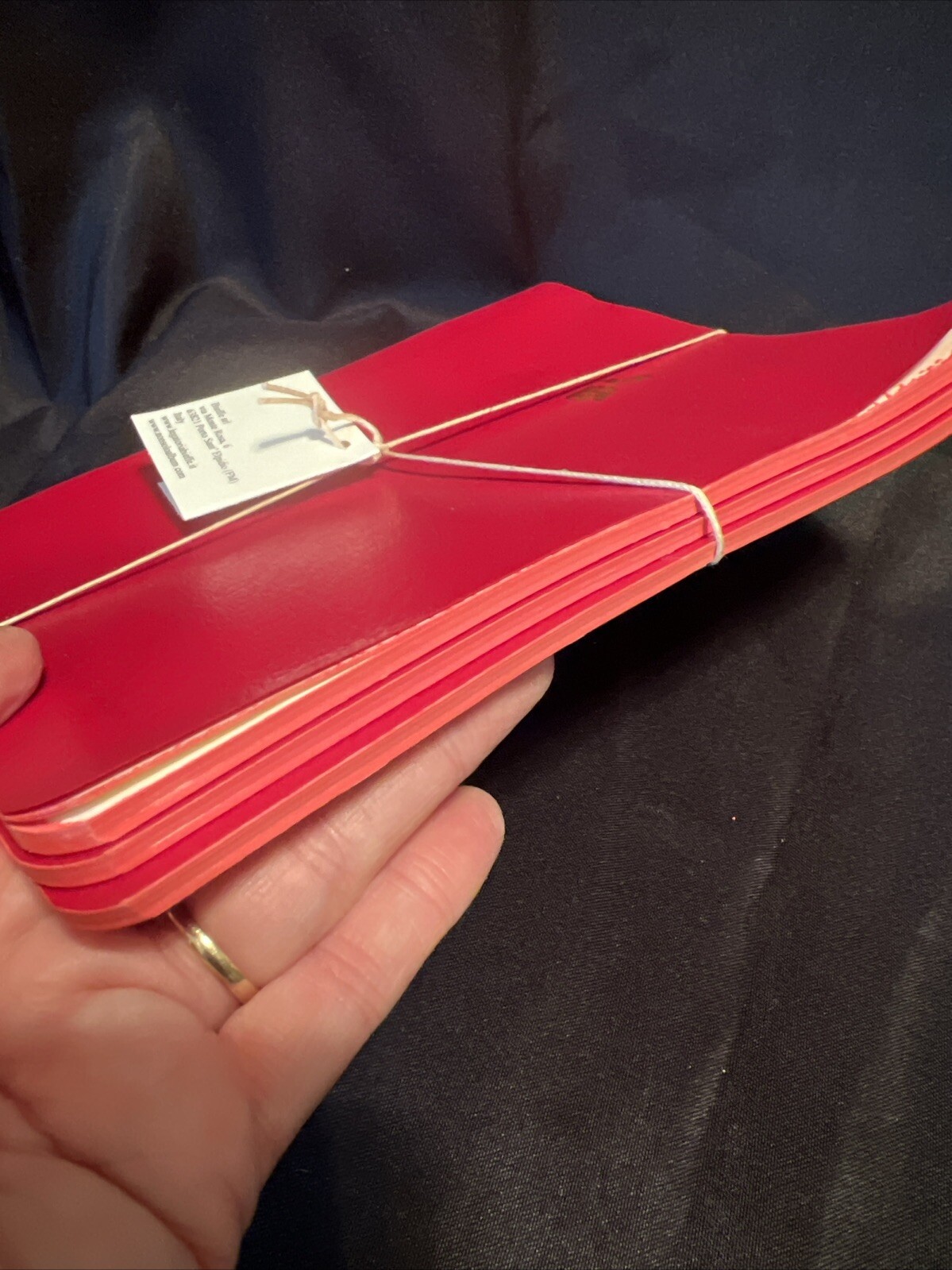 Bieffe Red Leather Black Lined Notebook Journal Handcrafted in Italy 3pc Set M43
