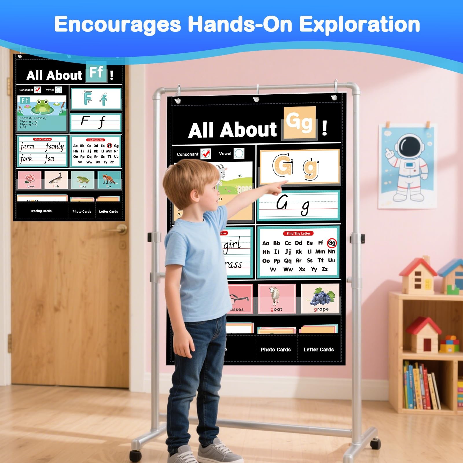 Klyrith All About Letters Pocket Chart For Classroom Alphabet Learning Wall