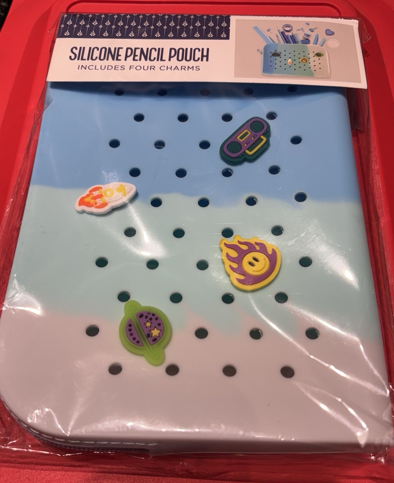 Silicone Pencil Pouch with 4 **Random** Decorative Charms