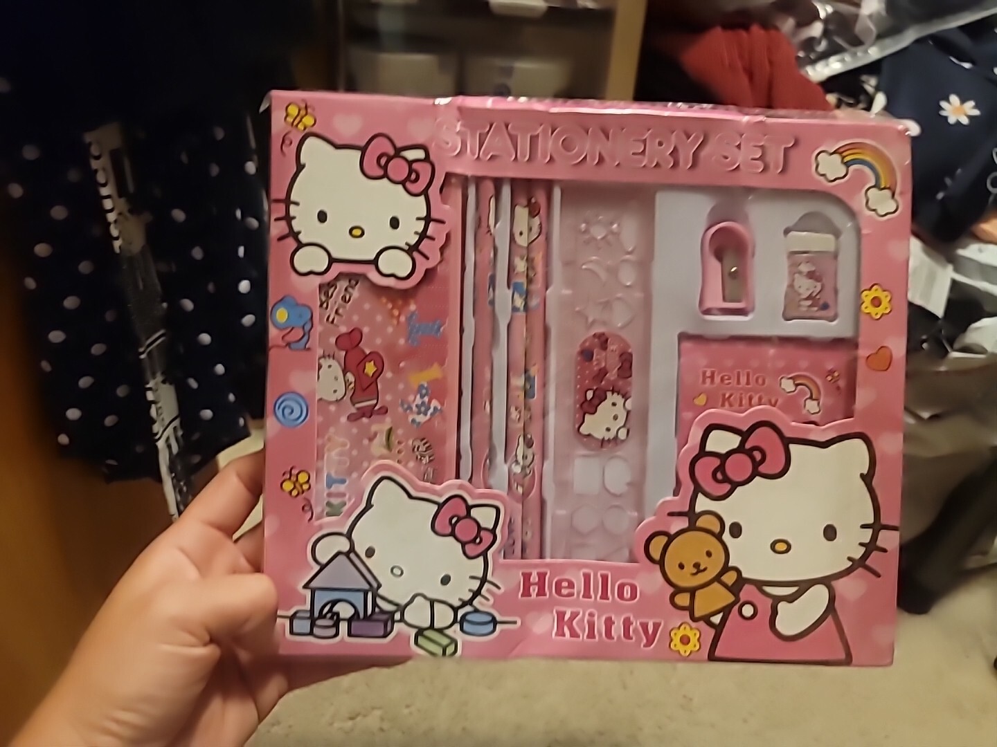 Hello Kitty 8Pcs Stationery Set Pencil Case Rubber School Gift NEW
