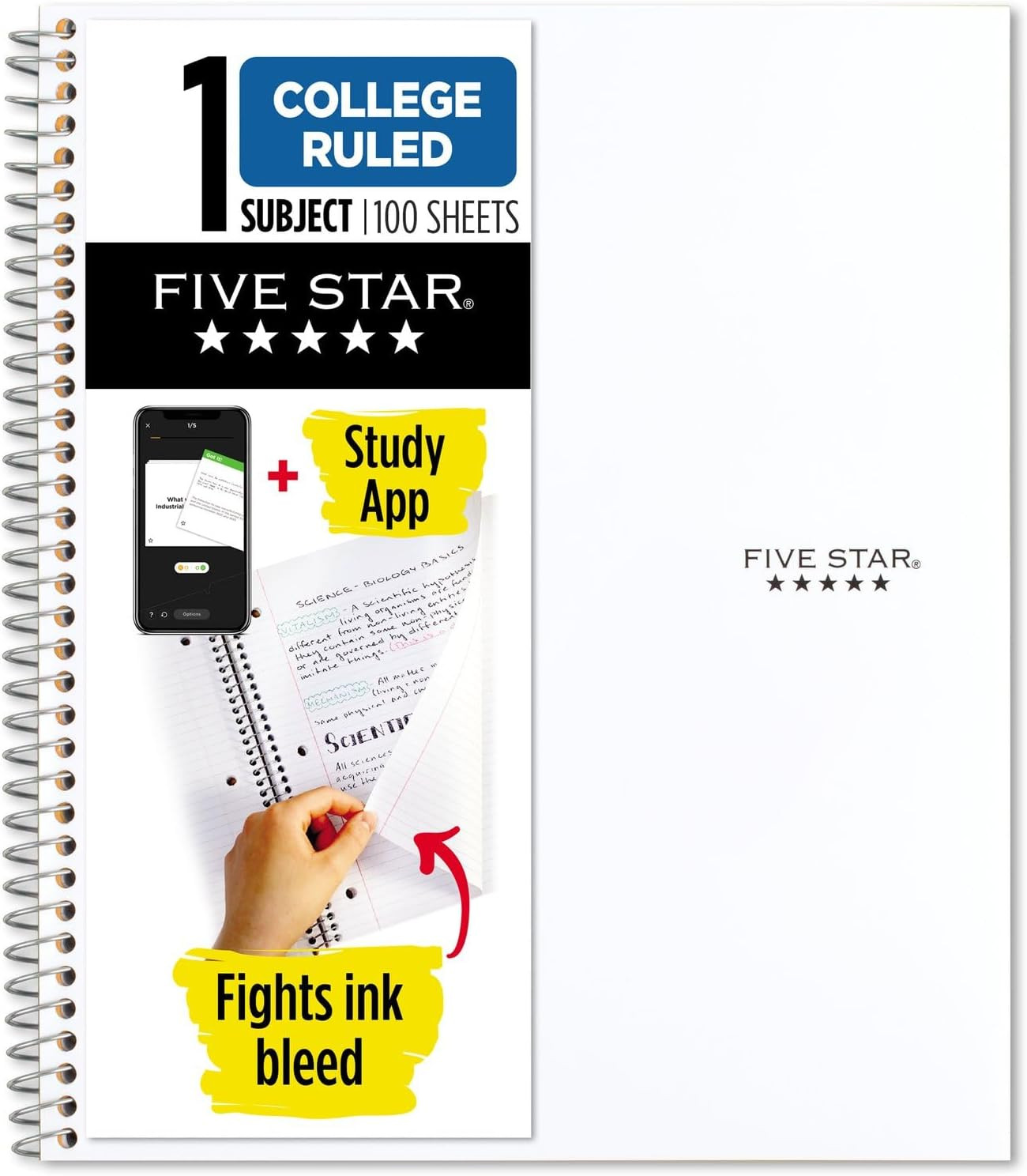 Spiral Notebook + Study App, 1 Subject, College Ruled Paper, 8-1/2″ x 11″, 100 S