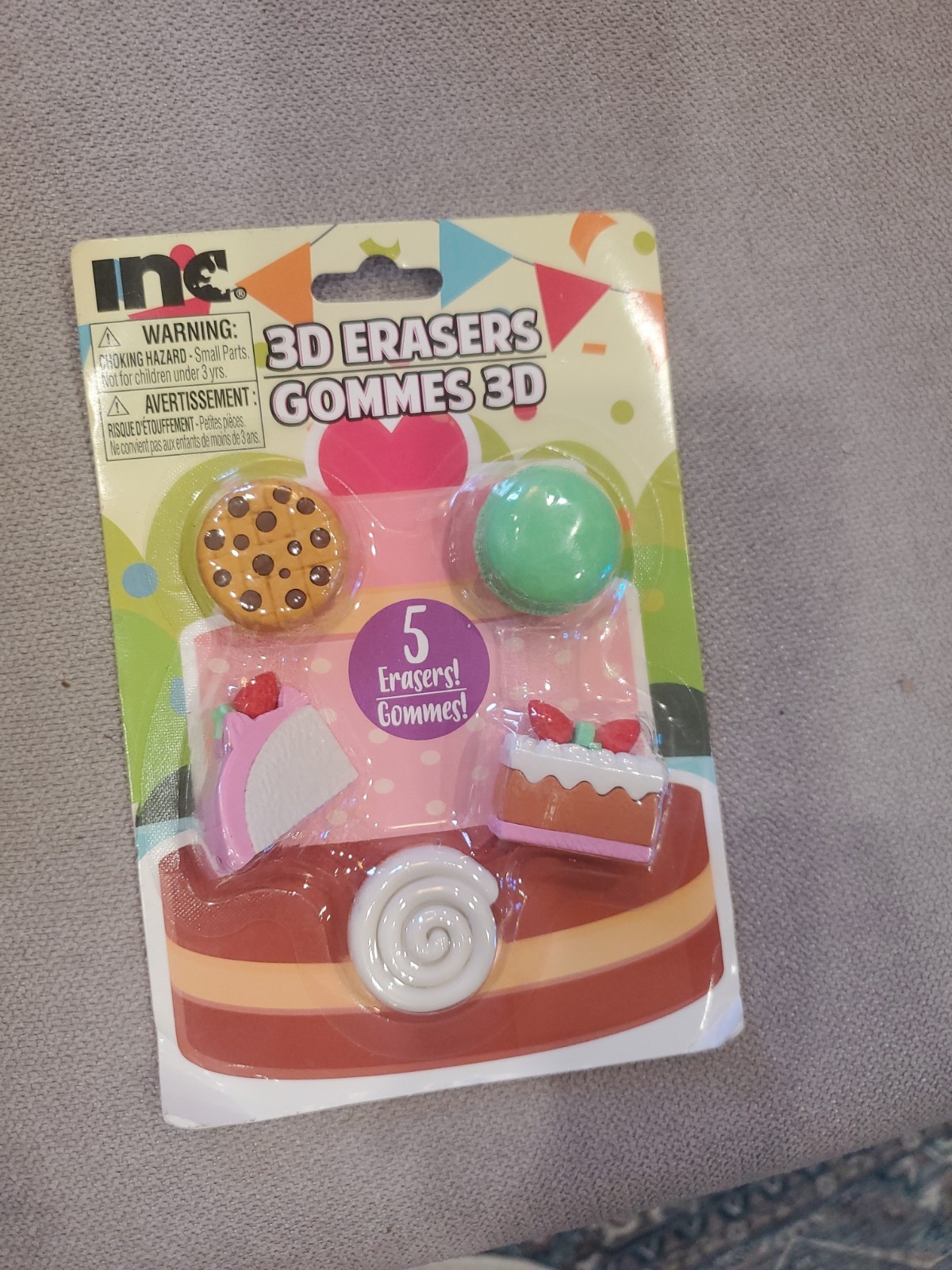 3-D Fun Shaped Colorful Dessert Erasers