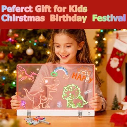 16 Inch LED Drawing Board for Kids – USB C Rechargeable 7 Color Light Up Red