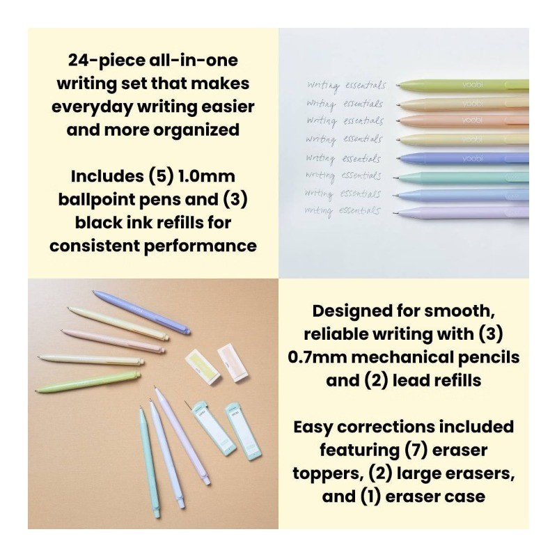 Evolve 24pc Writing Set with Ballpoint Pens and Mechanical Pencils