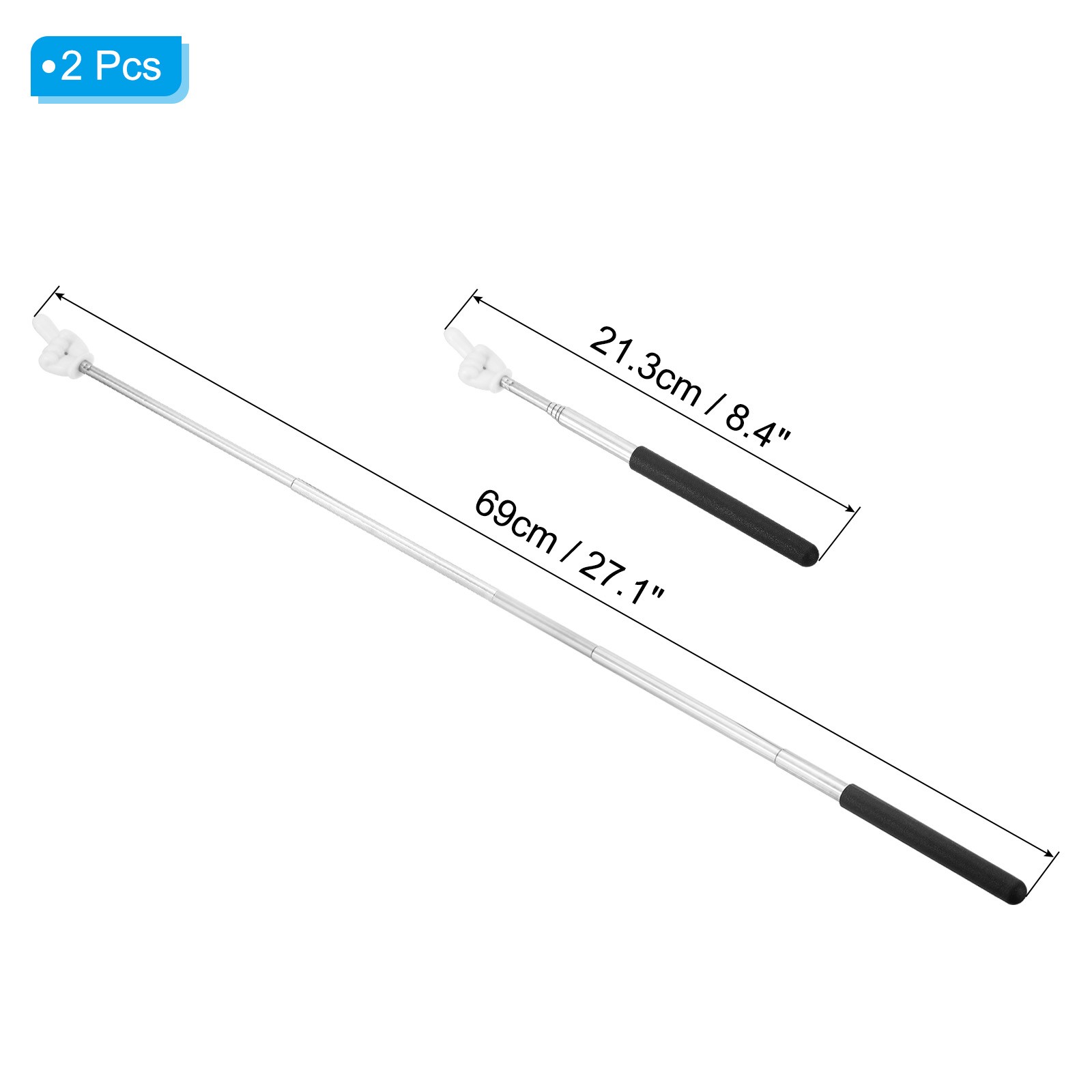 Telescopic Teachers Pointer Stick, 2 Pcs Teacher Hand Finger, Black Style 1