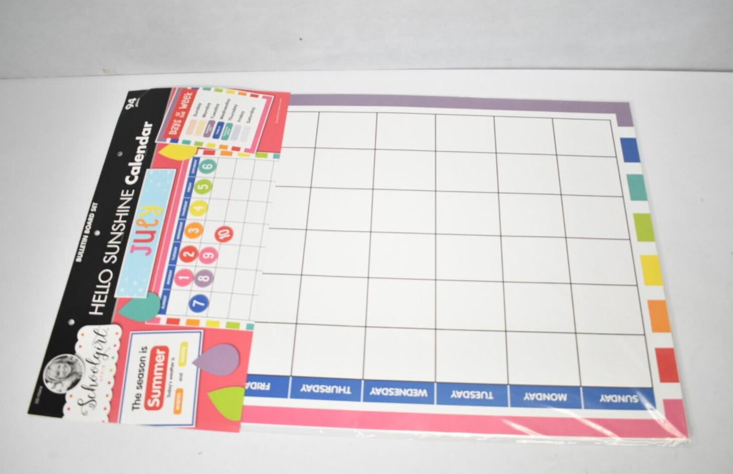Hello Sunshine Calendar Bulletin Board Set Schoolgirl Style CD-110414 Classroom