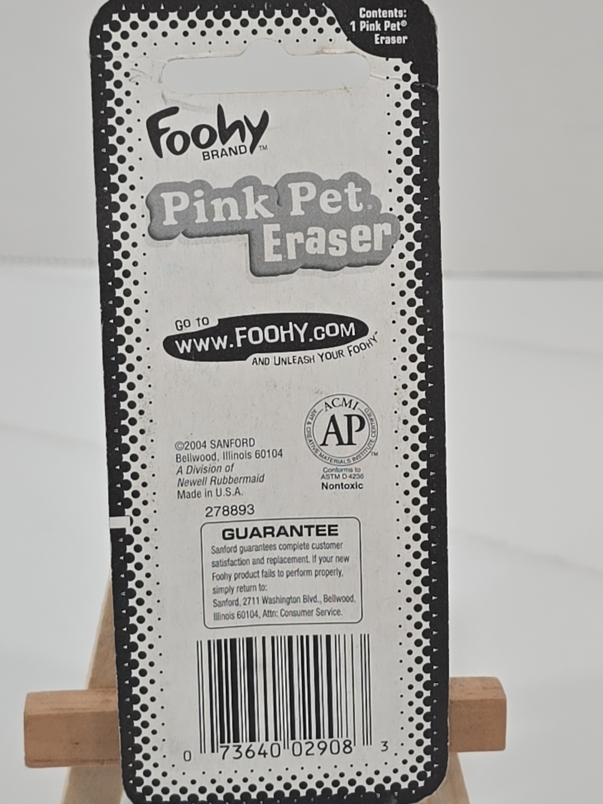 🔥 VINTAGE 2004 Sanford Foohy PINK PET Eraser 1 Pack Model # 02908 NOS NEW
