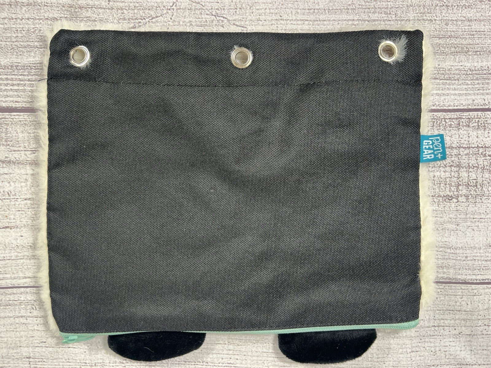 Pen+Gear 3-Ring Soft Plush Panda Binder Pencil Pouch with Glitter Eyes