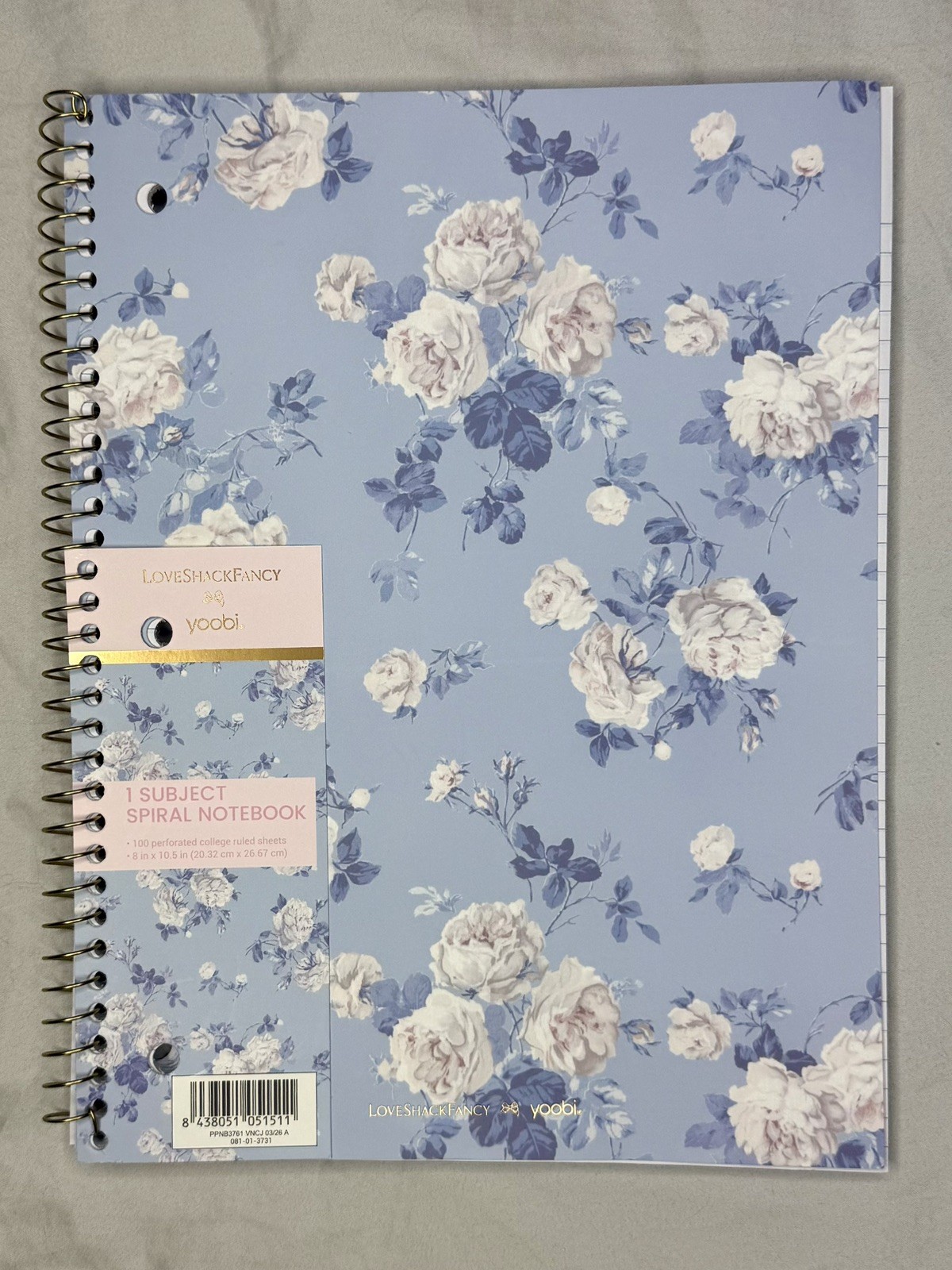 LoveShackFancy x Target – Yoobi Everblooming Rosettes Notebook Whisper Blue