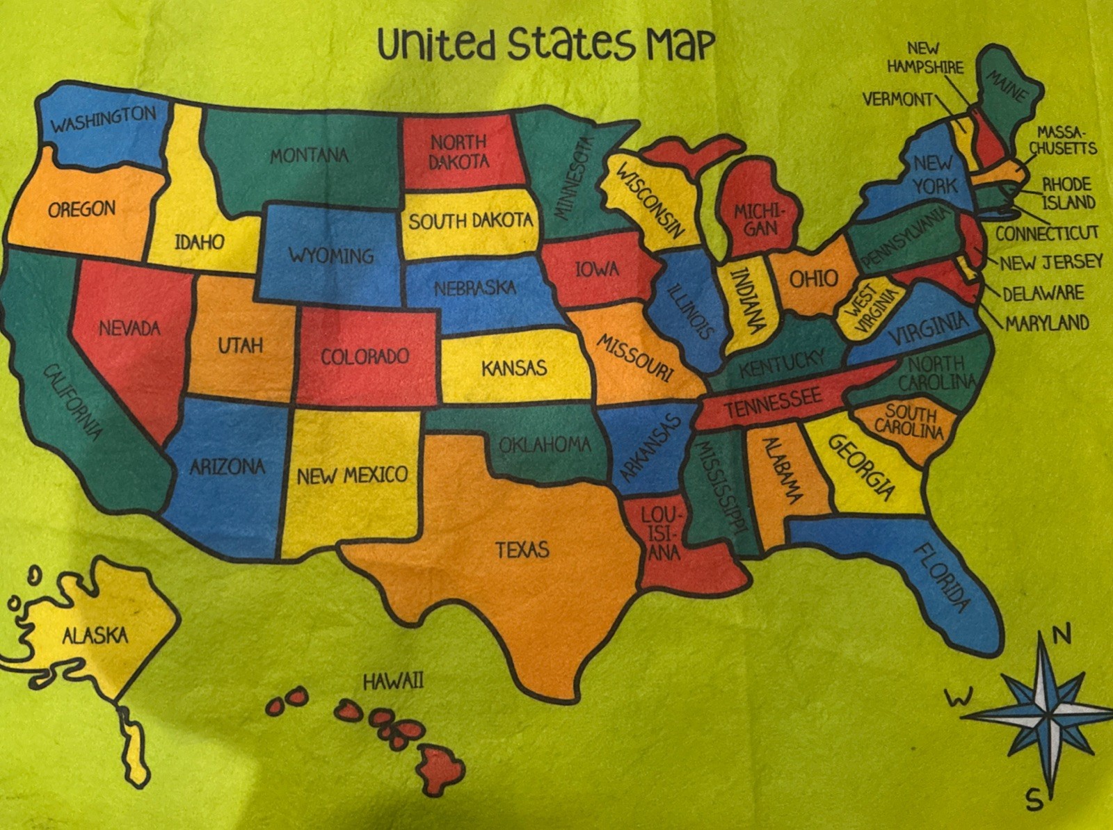 CLASSROOM FELT MAP UNITED STATES Homeschooling Educational Teacher