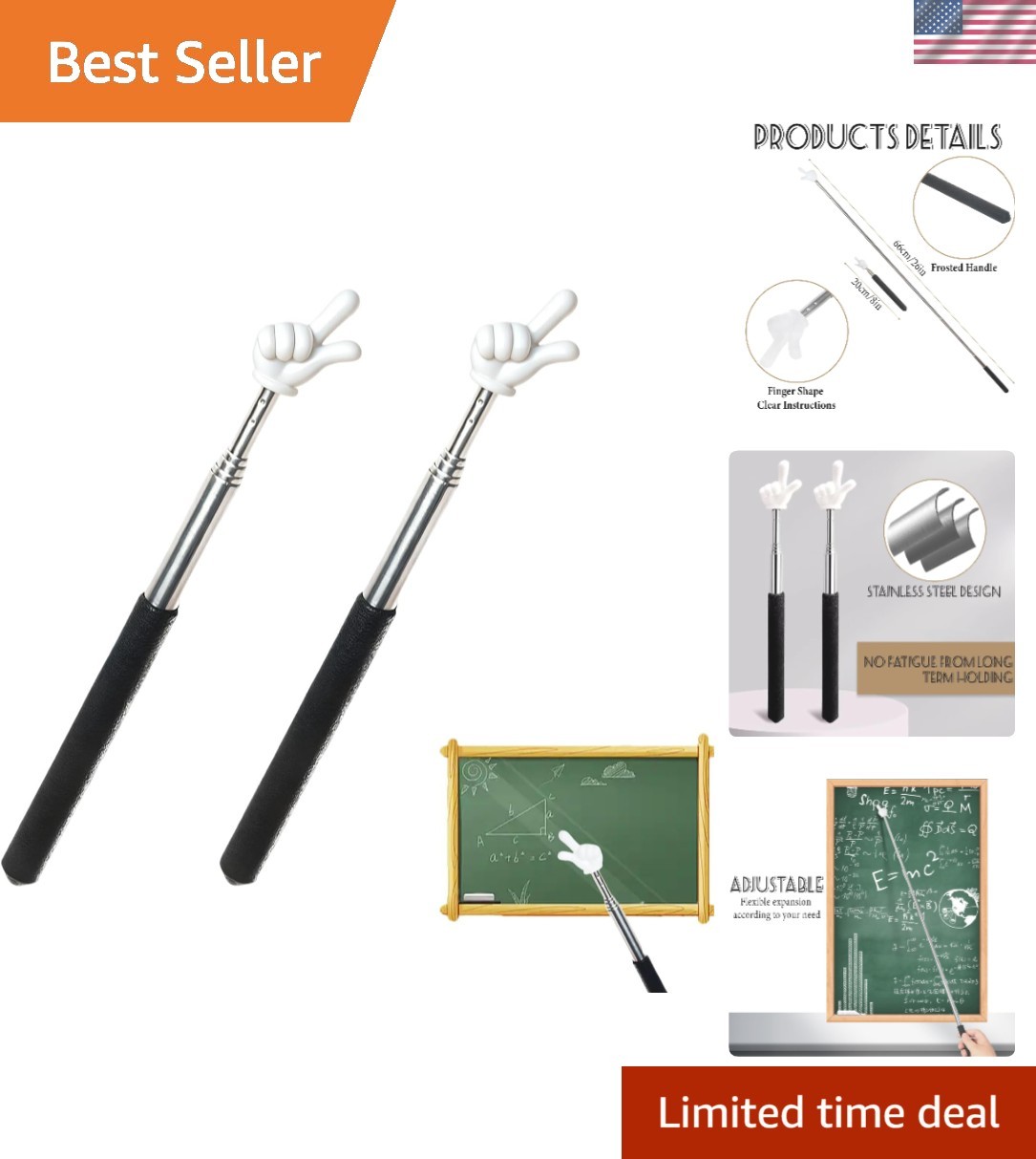 Pointer Finger Stick, Finger Teacher Pointer Stick for Classroom Hand Pointer St