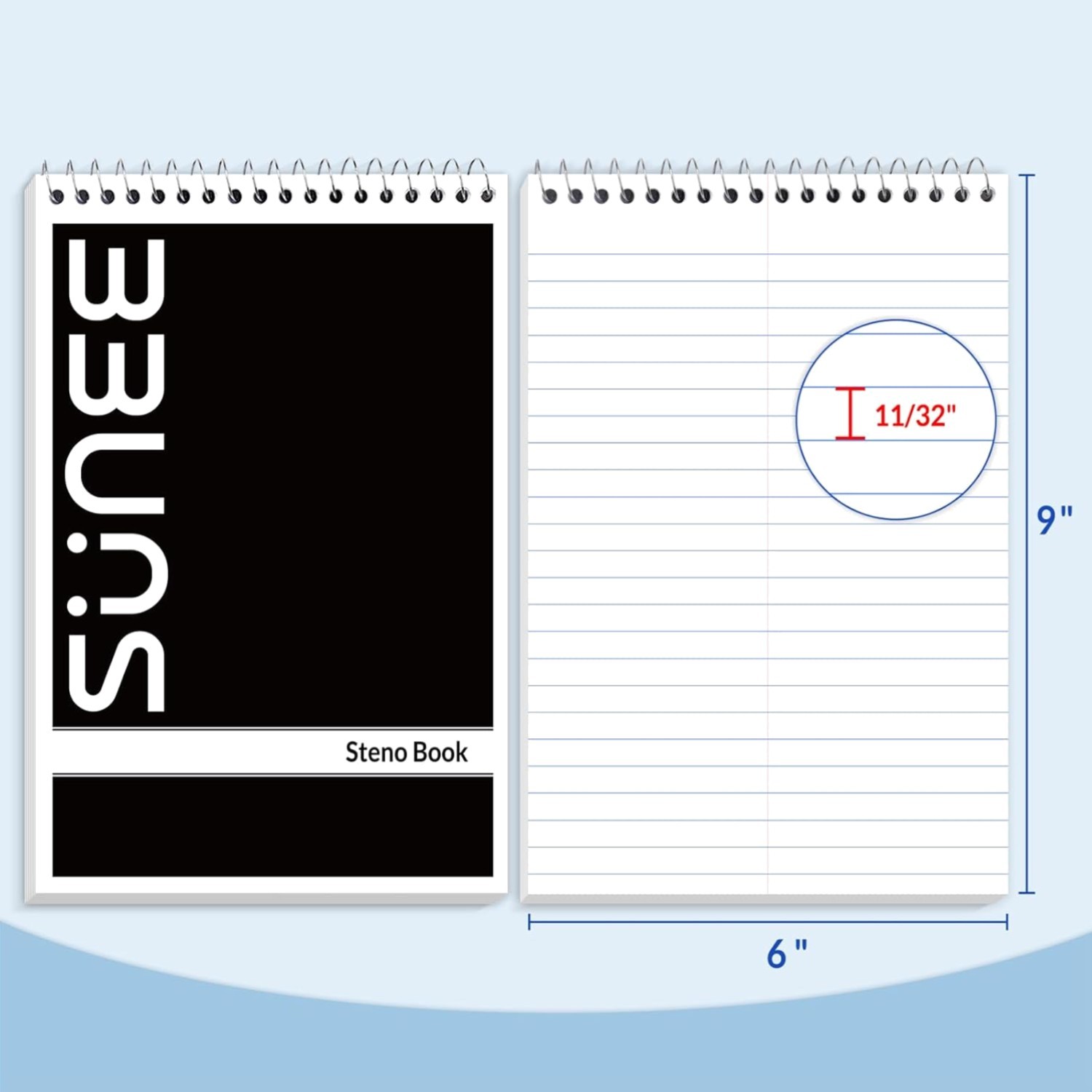 High-Quality 6×9 Spiral Notebooks – 5 Pack with Gregg Rule for Efficient Notes
