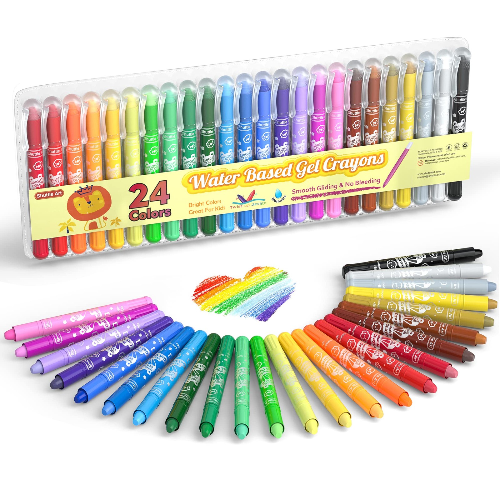 Shuttle Art 24 Colors Gel Crayons for 1 Count (Pack of 24), Multiple colors