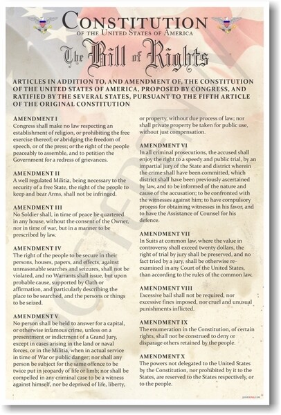 The U.S. Constitution – The Bill of Rights – NEW US History POSTER