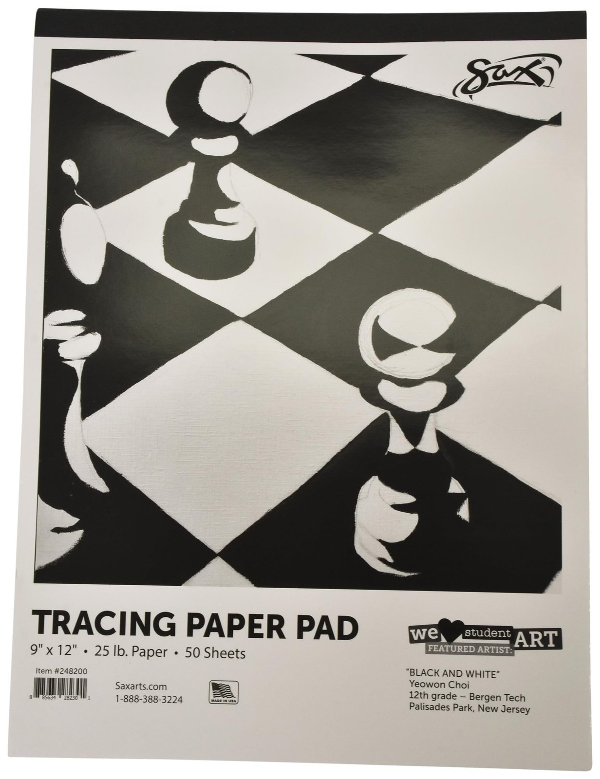 Sax Tracing Paper Pad – 9 x 12 inches – 50 Sheets per Pad, 25lbs – White – 24…
