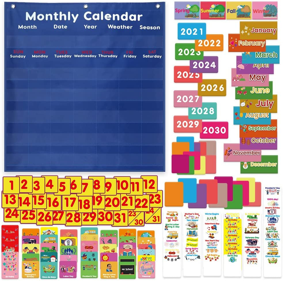Monthly & Weather Calendar Pocket Chart Classroom with Cards Classroom Supplies