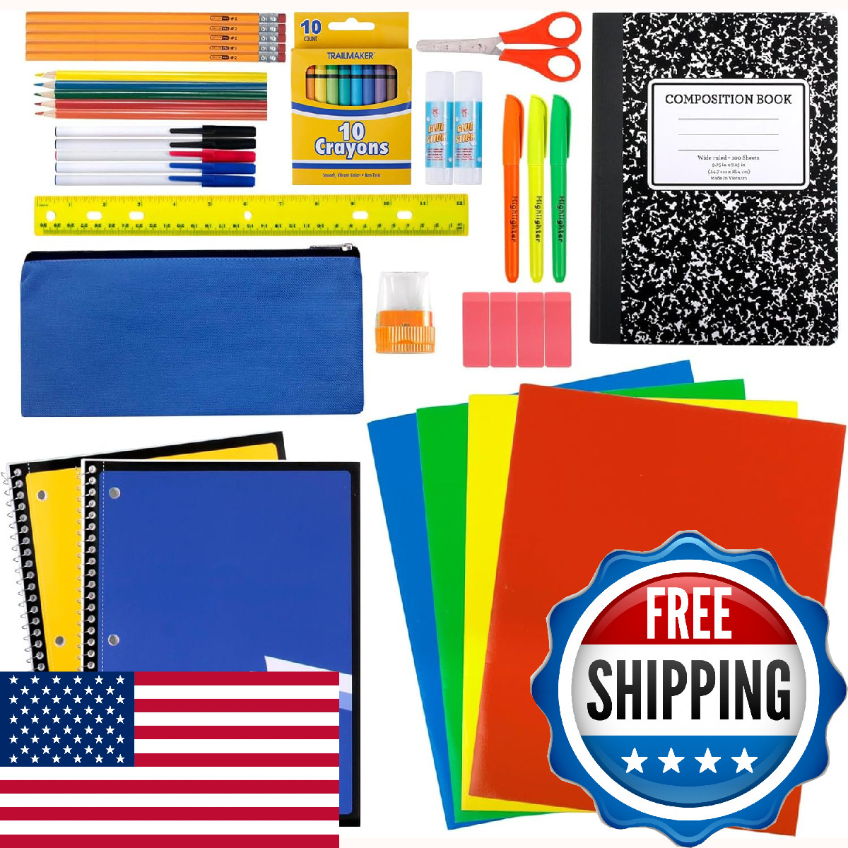 Trail Maker School Supplies Kit 45 Piece School Supply Kit Grades K-12 To