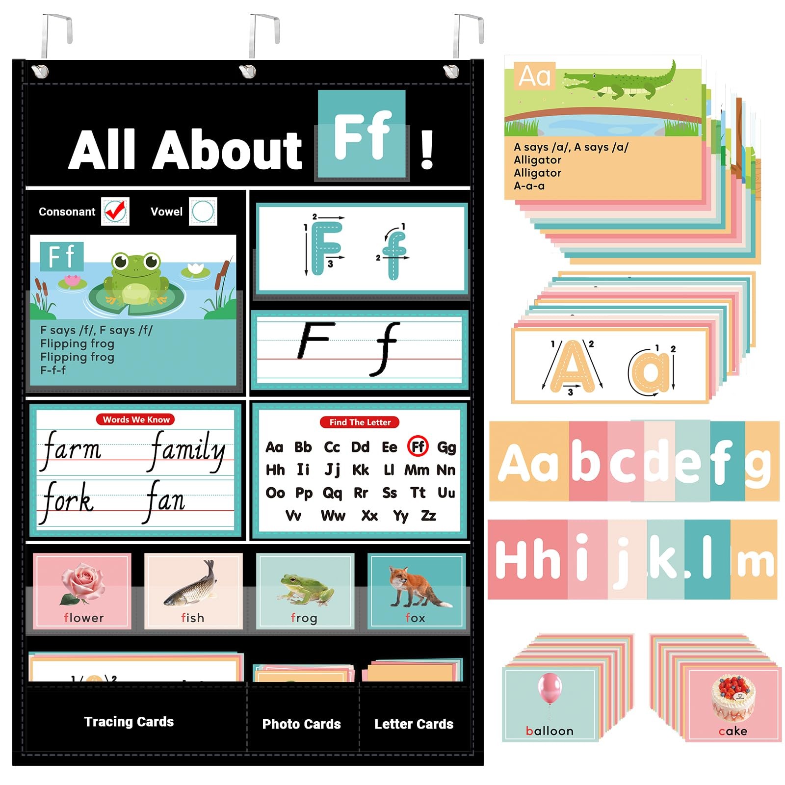Klyrith All About Letters Pocket Chart For Classroom Alphabet Learning Wall