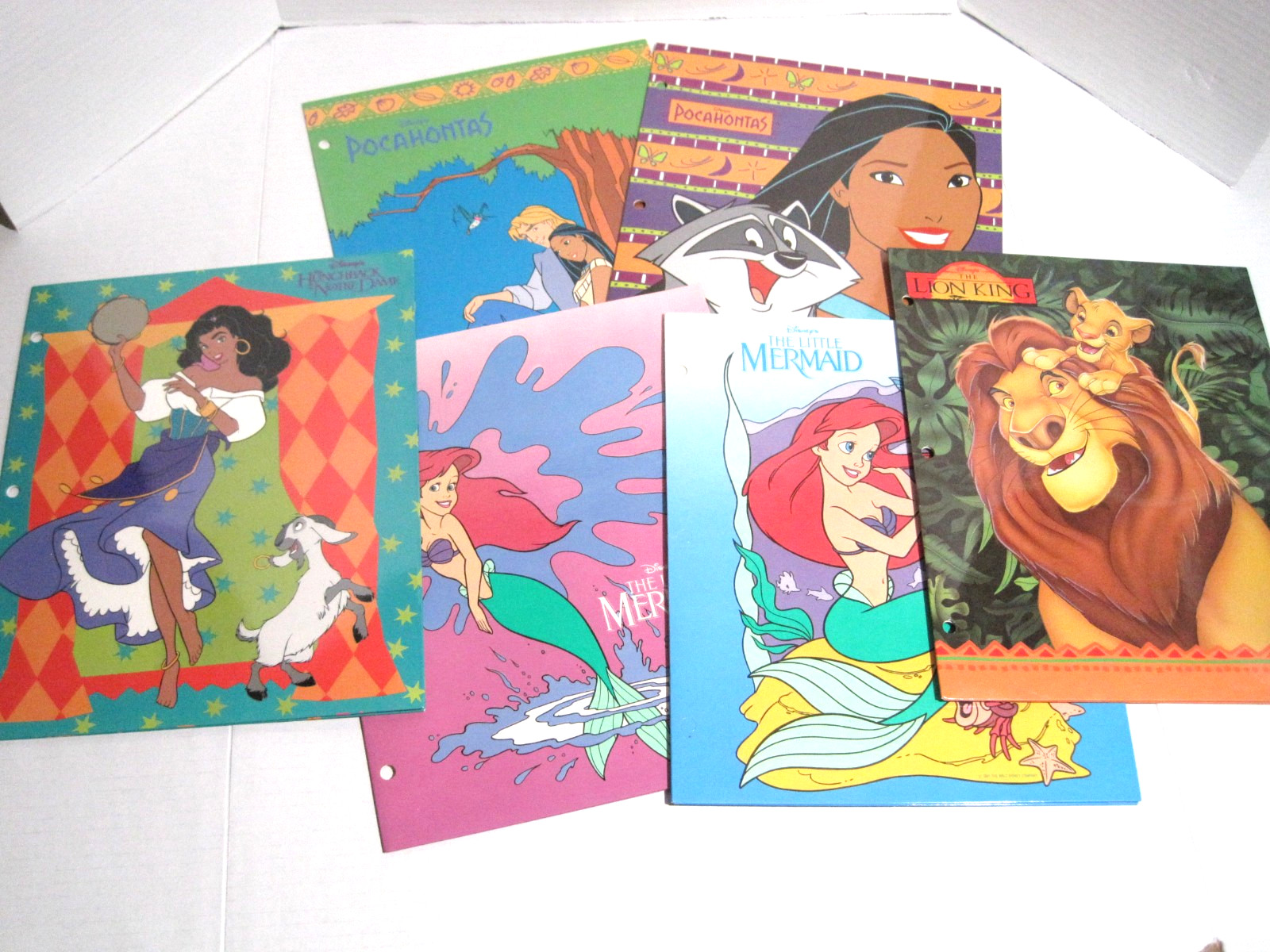 6 Vintage DISNEY Folder Lot 90’S Impact Inc. Little Mermaid Lion King Unused NOS