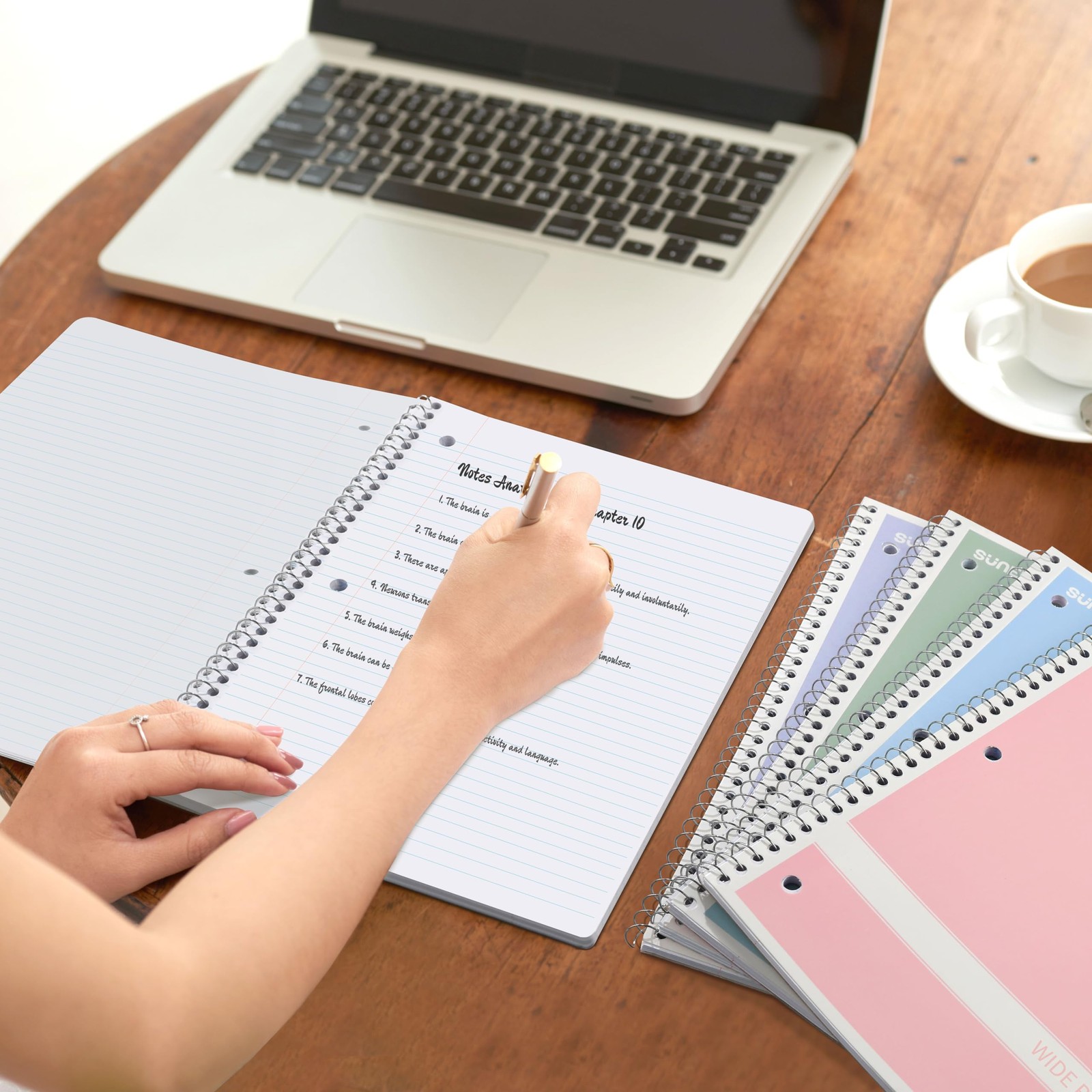 Spiral Notebooks Wide Ruled, 1-Subject, 4 Pack, 8 x 10-1/2 in, 70 Sheets, 3-H…