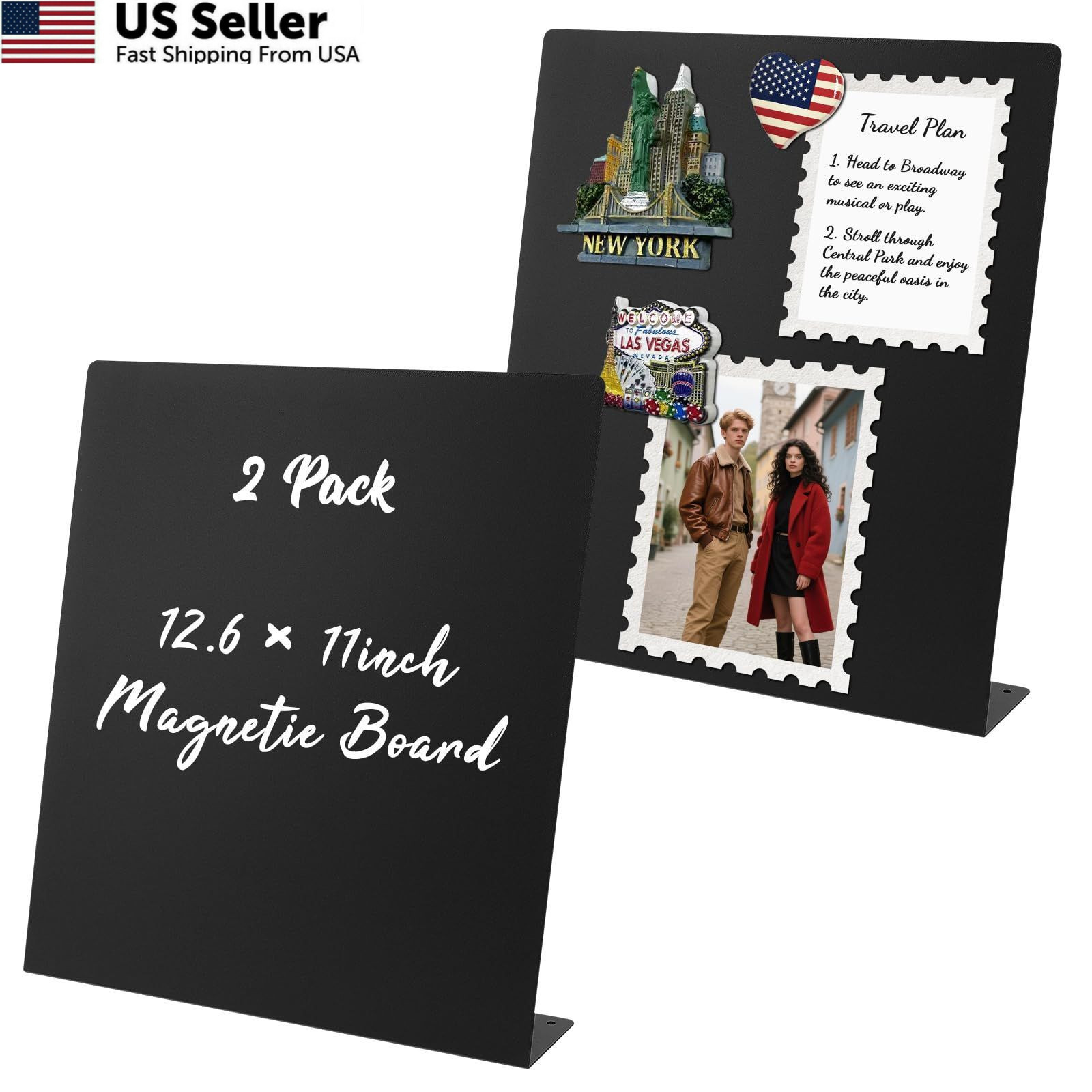 Magnetic Board 2pk Black Metal Bulletin Display Stand Home School Kitchen Office