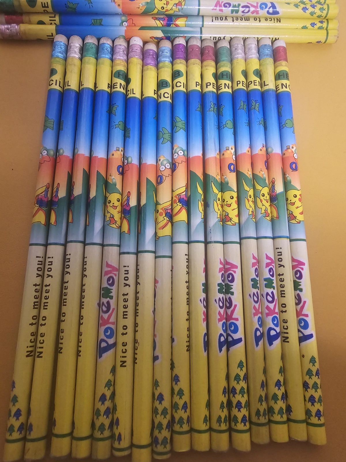 Lot of 30+ Vintage POKEMON Pencils PIKACHU Nice To Meet You!