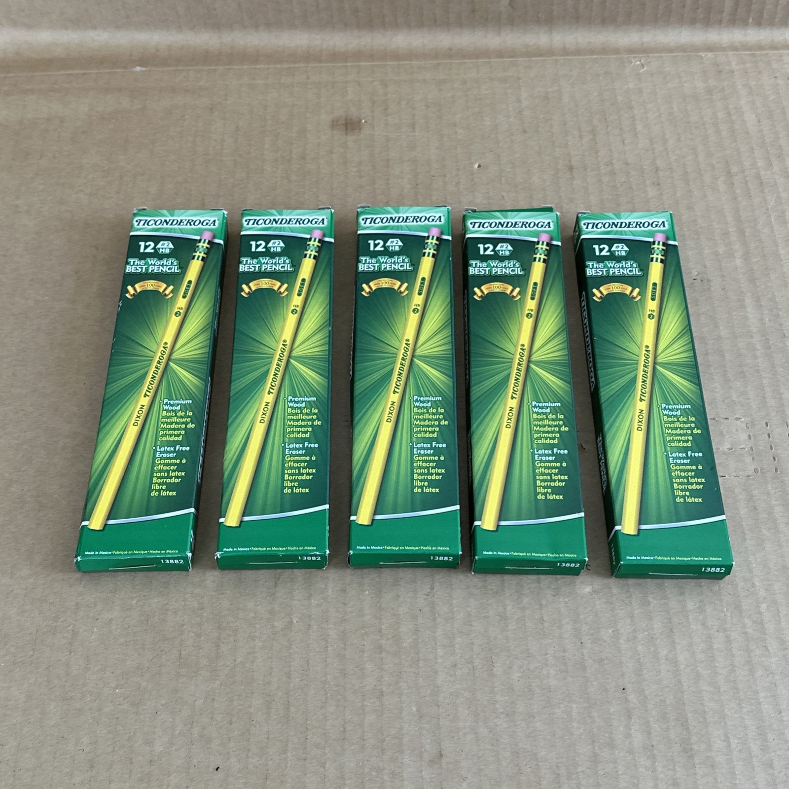 New Dixon Ticonderoga 13882 Pencils No 2/HB Soft 5 Boxes 60 Count