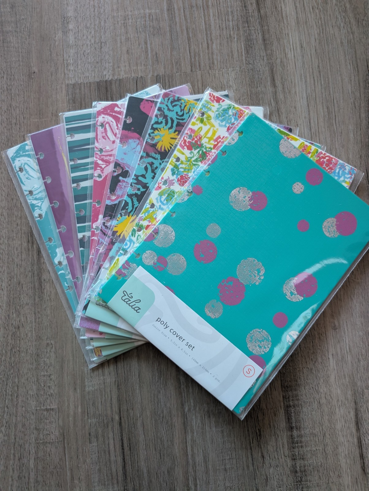 Talia Poly Cover Set – Junior Size – 8 Pack NWT Multicolor Journal Planner
