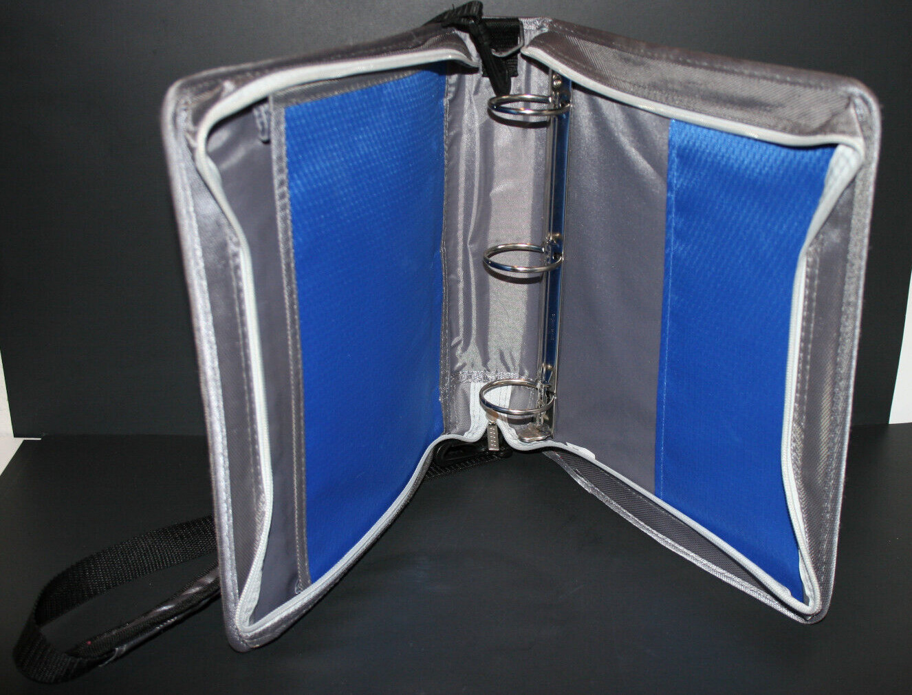 Five Star Blue 3 Ring Binder Full Zip Carrying Case Shoulder Strap Messenger Bag
