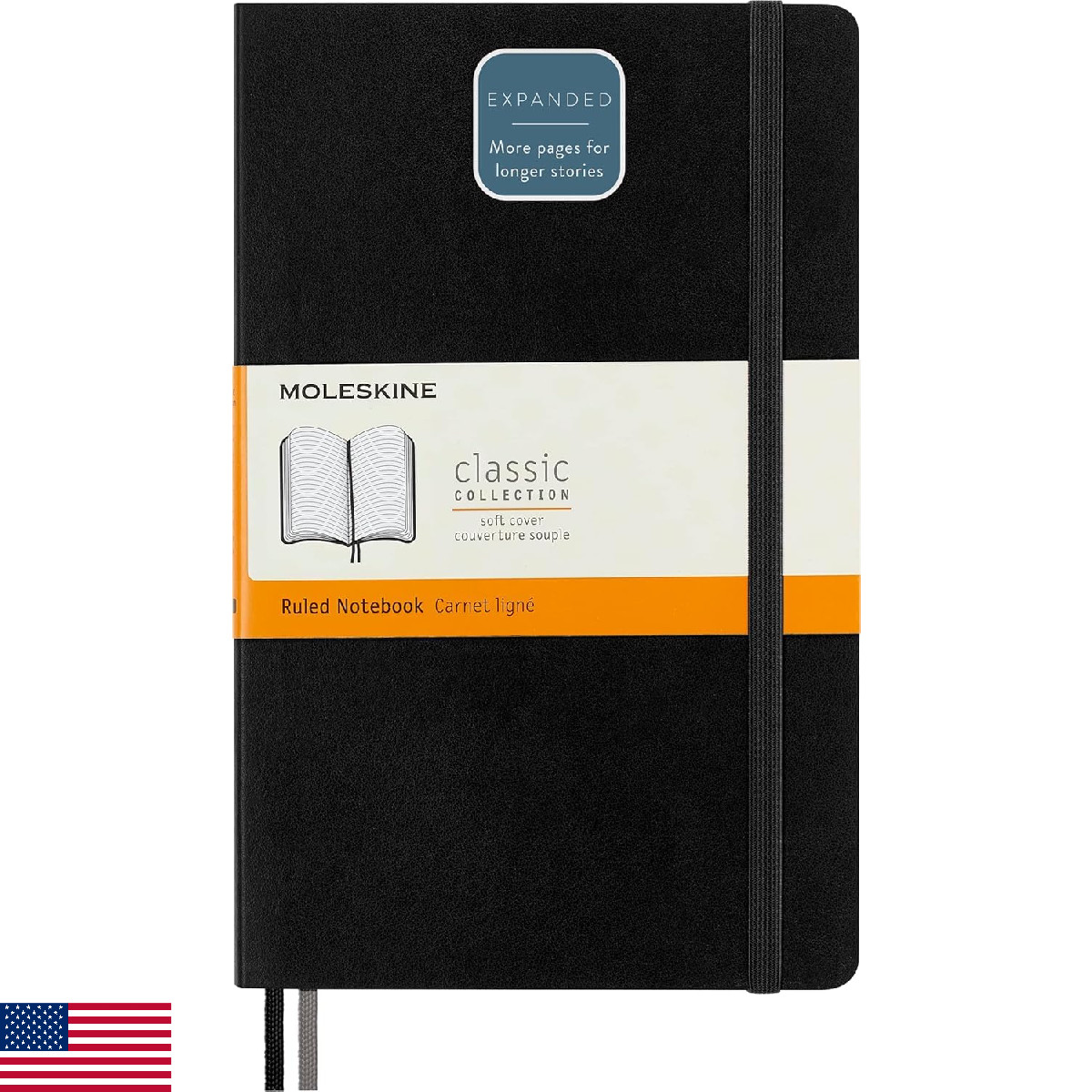 Moleskine Classic Expanded Notebook, Soft Cover, Large (5″ x 8.25″) Ruled/Lined,