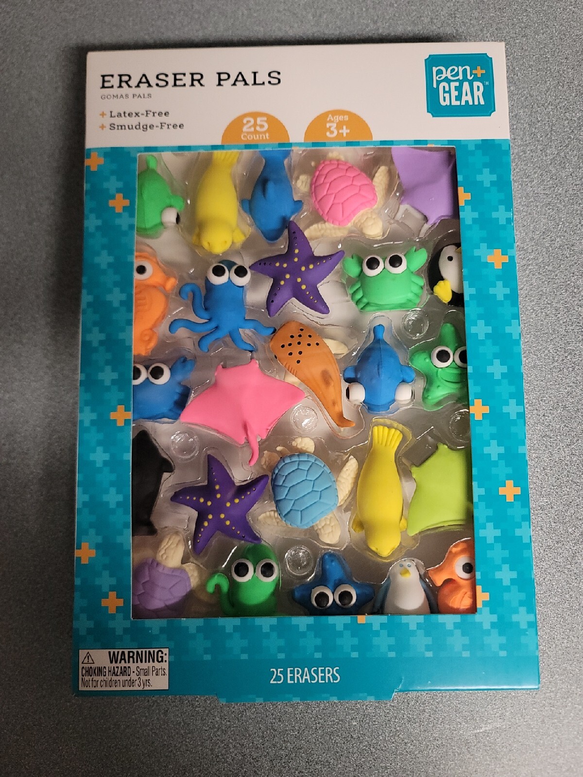 ERASER PALS 25 ERASERS OCEAN THEMED LATEX & SMUDGE FREE NEW PARTY FLAVORS