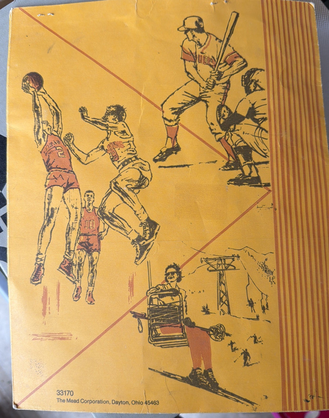 Pee-chee Folder Vintage 60s 70s Sports Classic Orange Old Stock School