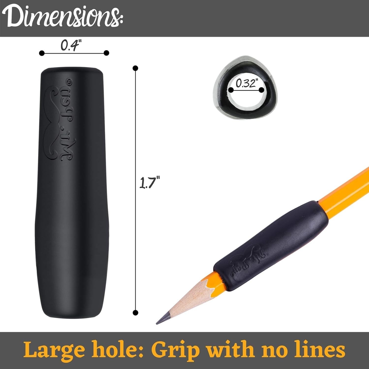 Mr. Pen Black Silicone Pencil and Grip, 12 12 Count (Pack of 1),