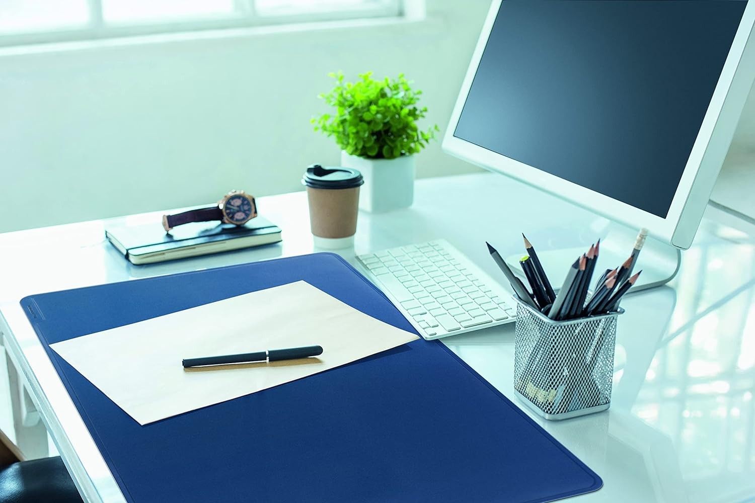 Durable Desk Mat with ContouRed Edges in Dark Blue 65 x 50 cm Pack of 1 Co