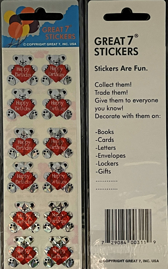 12 packages of Prismatic Happy Birthday Stickers, „Great 7“ Sticker, PPZ8902