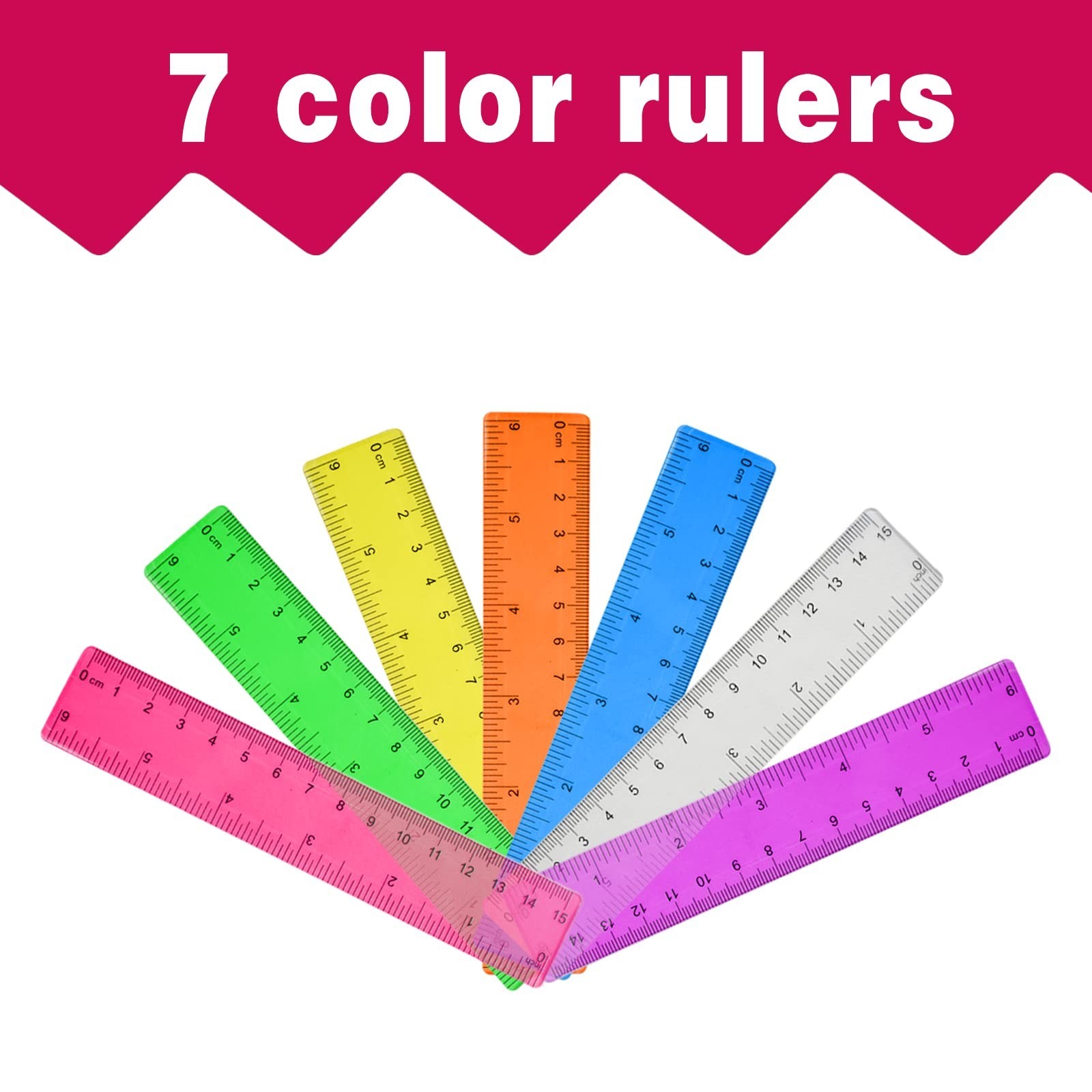 14 Packs 6 Inch Small Rulers for Kids, Plastic School Ruler with Inches and C…