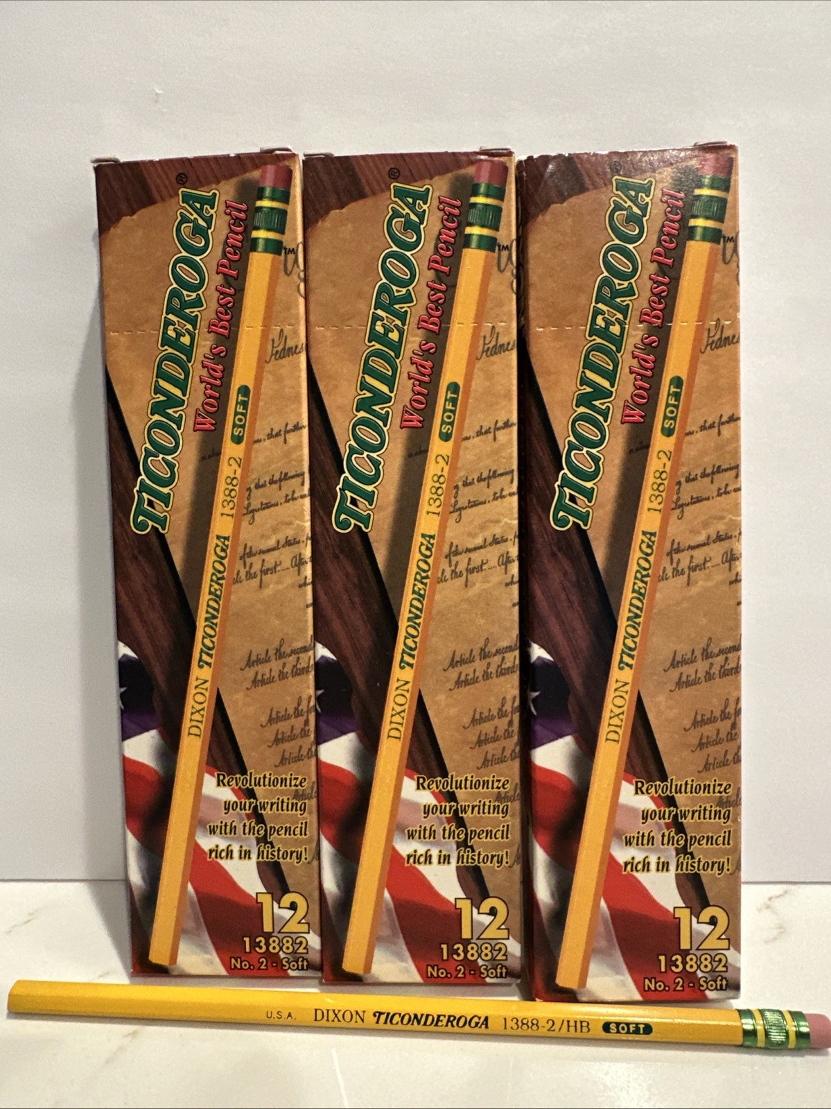 Vintage Dixon Ticonderoga 13882 No 2 Soft 2 – 12 Count 12 Pencils Made In USA