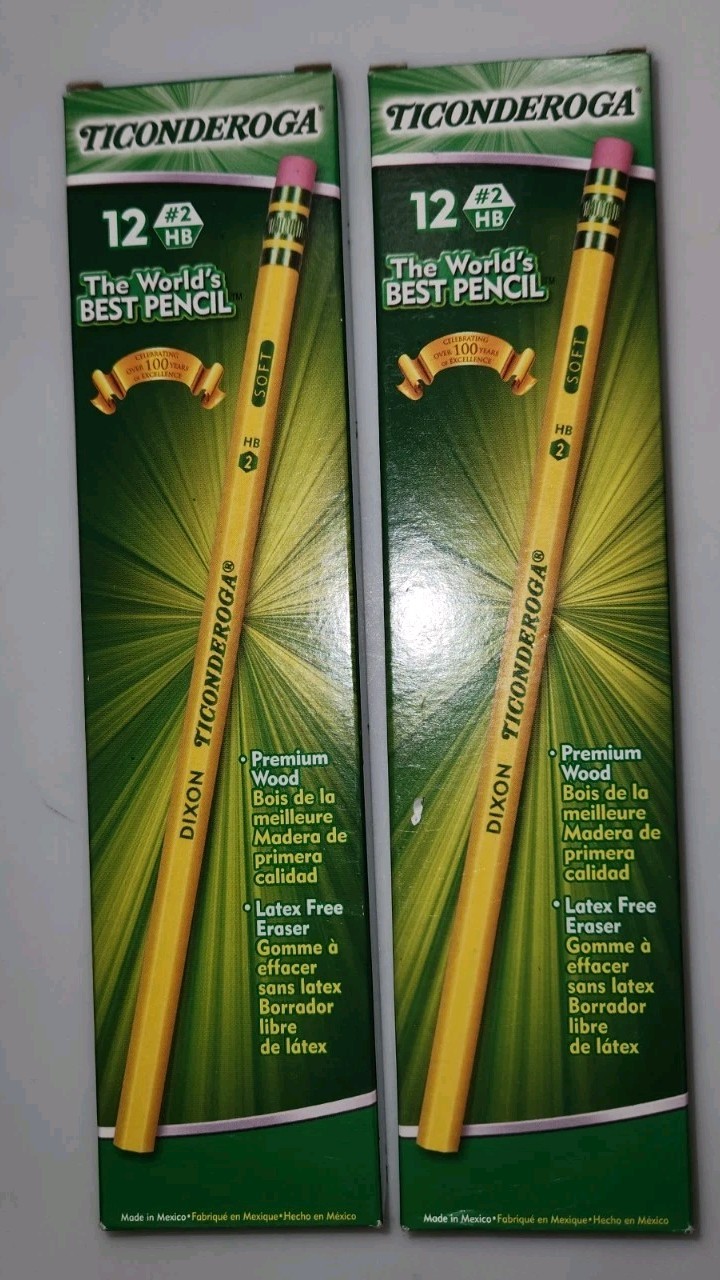 Dixon Ticonderoga Pencils Cedar Wood Graphite Yellow #2 HB with Eraser 24 Count
