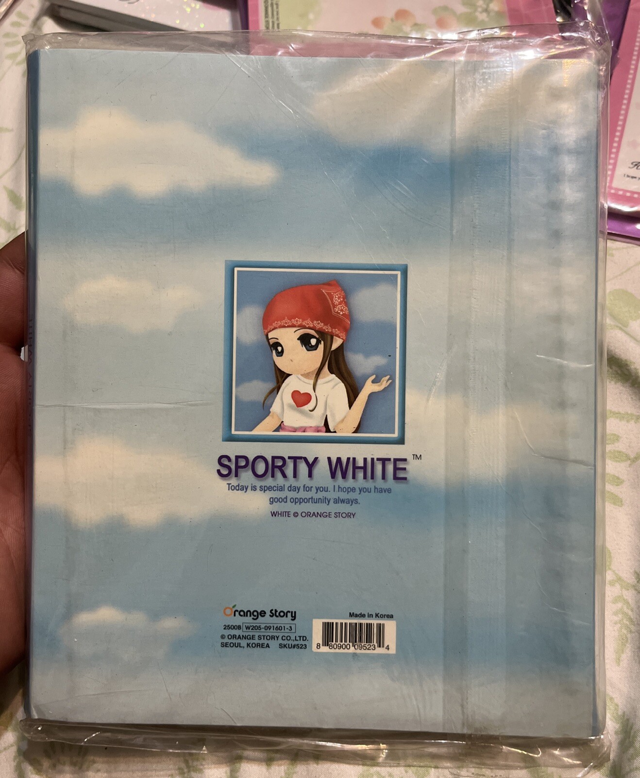 1-Vtg Orange Story Lovely White Sporty Korea Spiral Notebook New Sealed Rare 8”