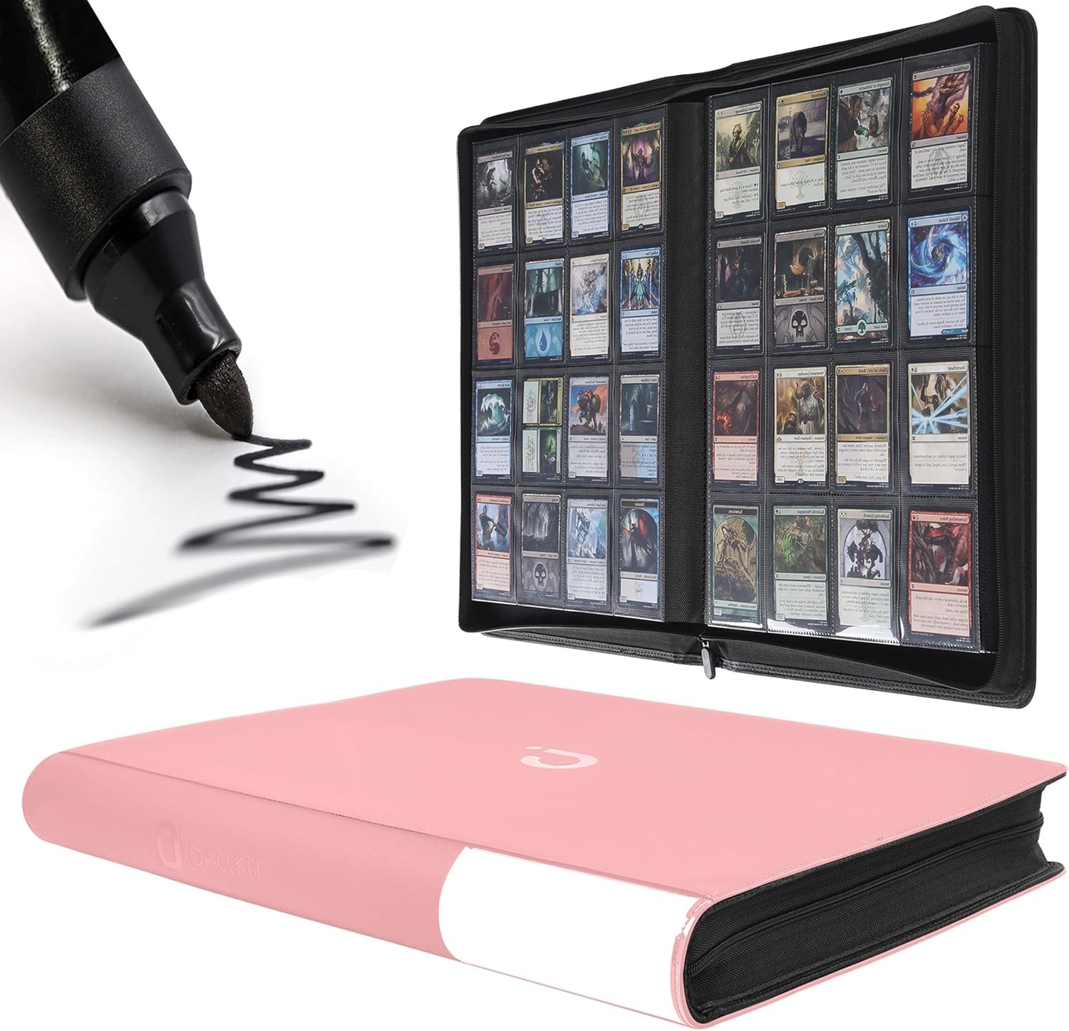 Premium Card Binder 16 Pocket – Fits 1600 Cards，4X4 Ringless Card Album w