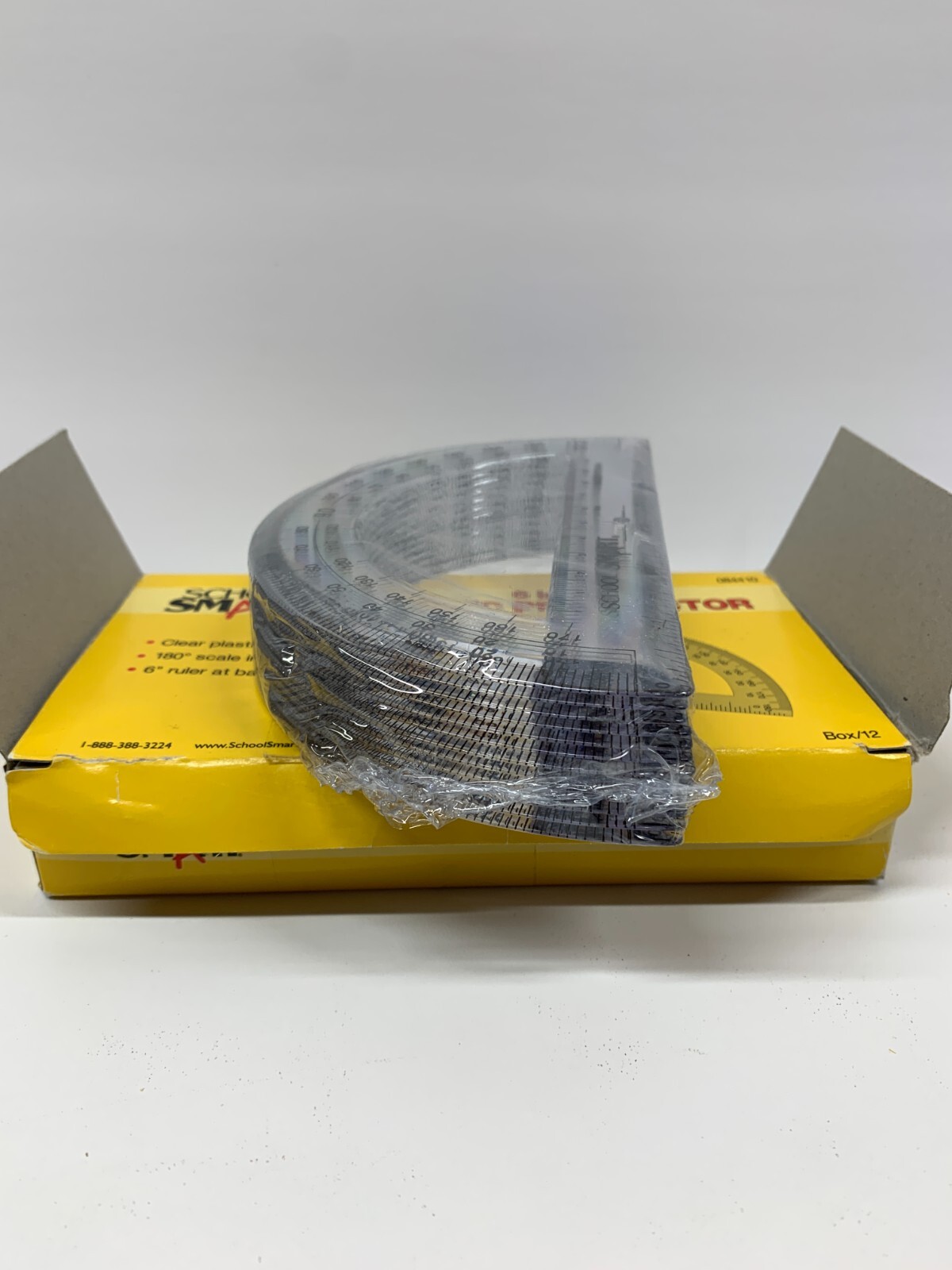 School Smart 6 Inch Plastic Protractor Box of 12 New Still Sealed