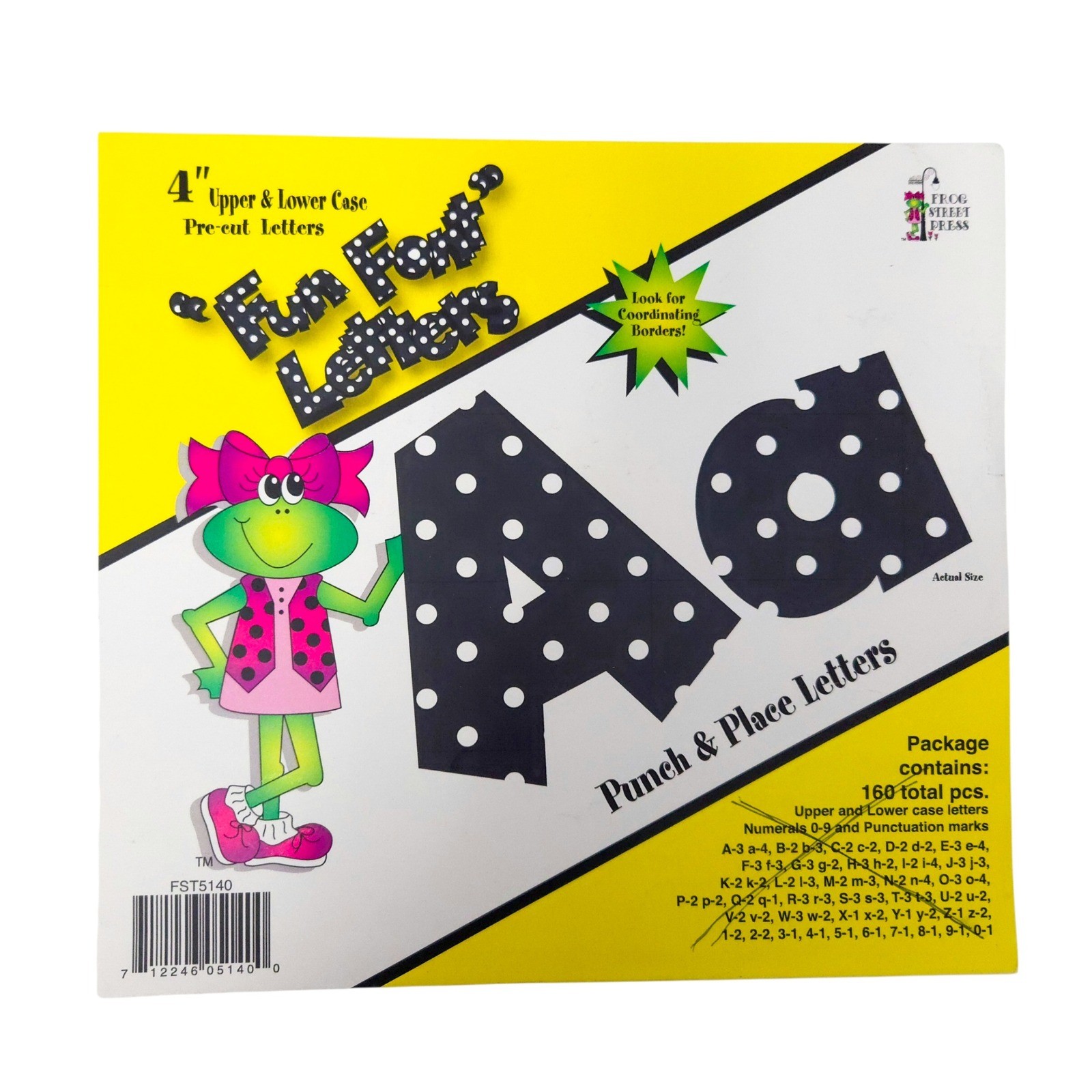 Frog Street Press Black & White Dot 4″ Teacher Bulletin Board Letters & Numbers