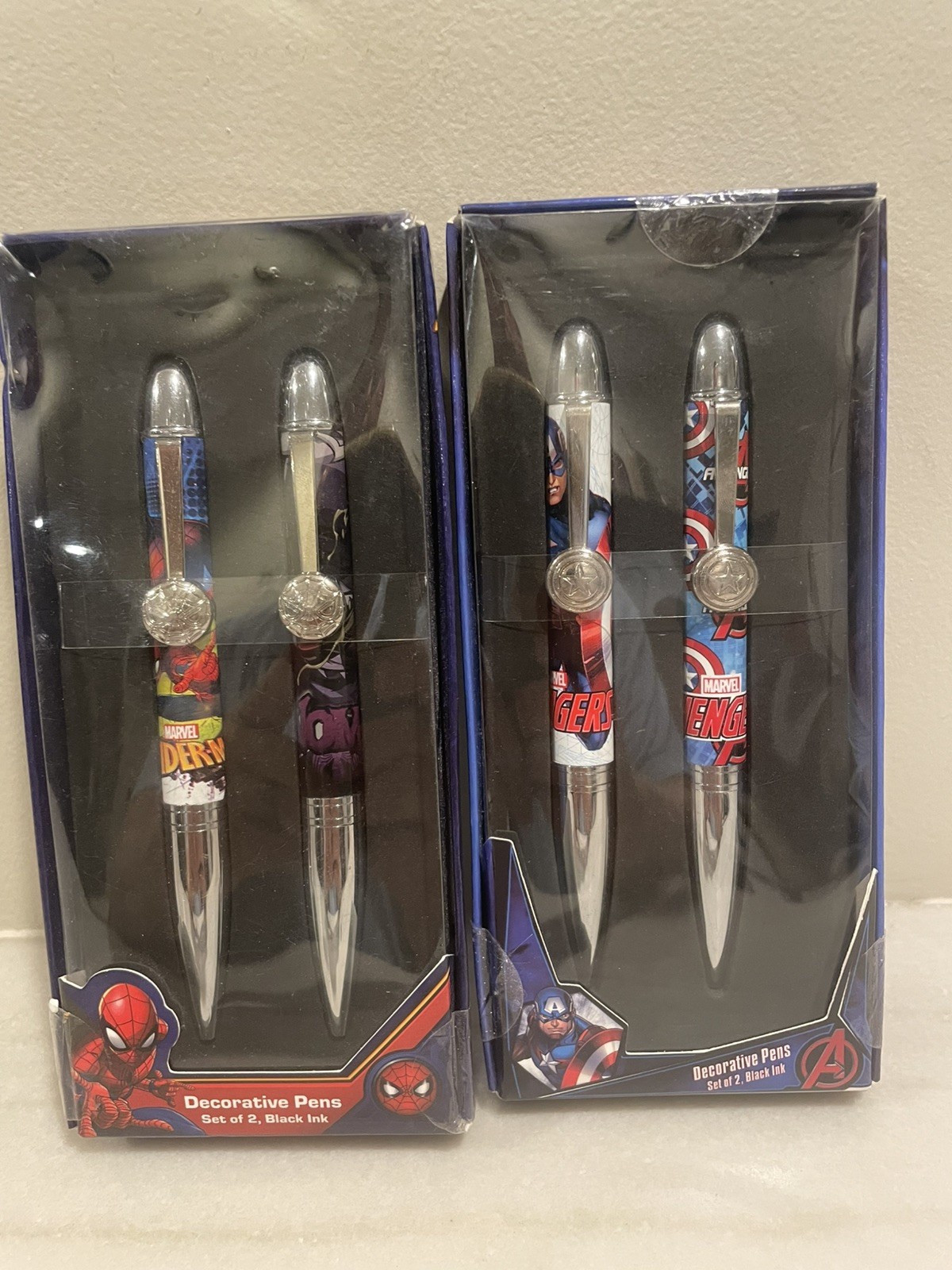 Marvel Spider-man Captain America Avengers Graphic Pen Sets Black Ink