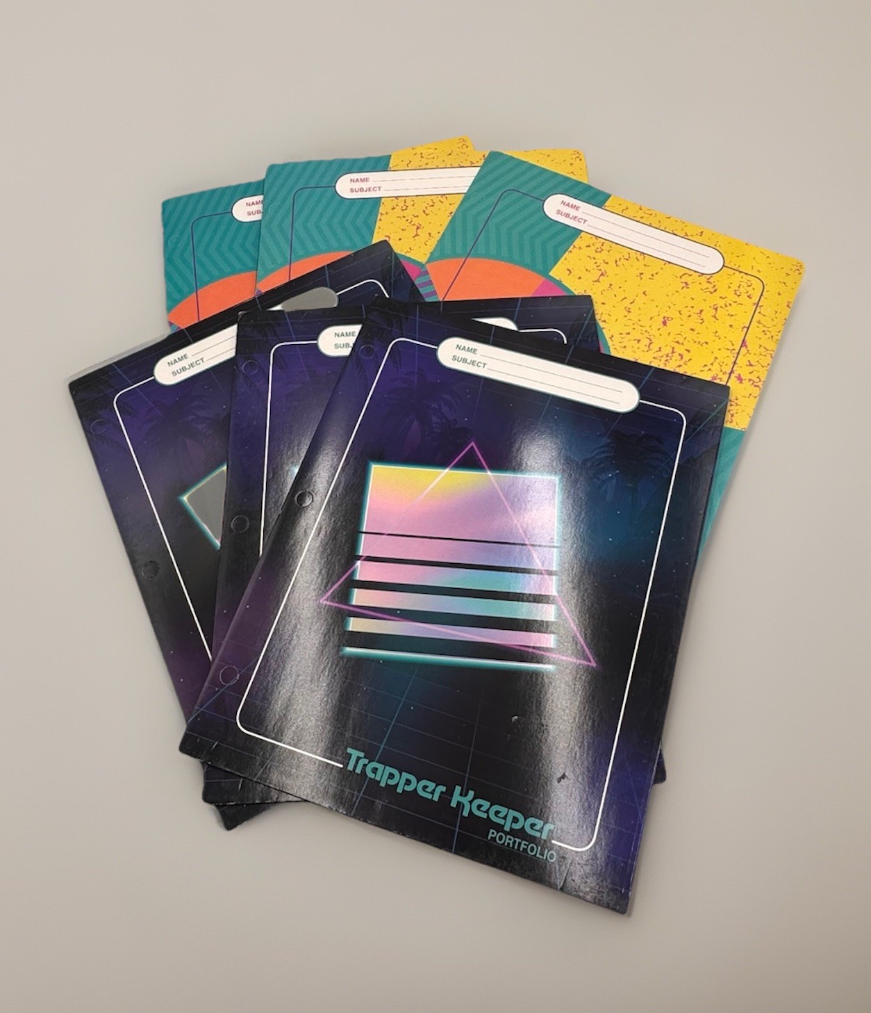 6 Pc Mead Trapper Keeper Portfolio Folders Retro Graphics Abstract Designs