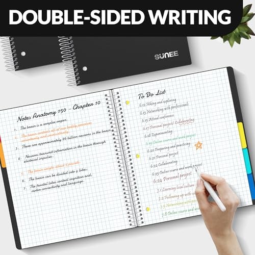 5 Subject Graph Paper Notebook – 400 Pages, 9″x11″, 4×4 Black Graph Ruled