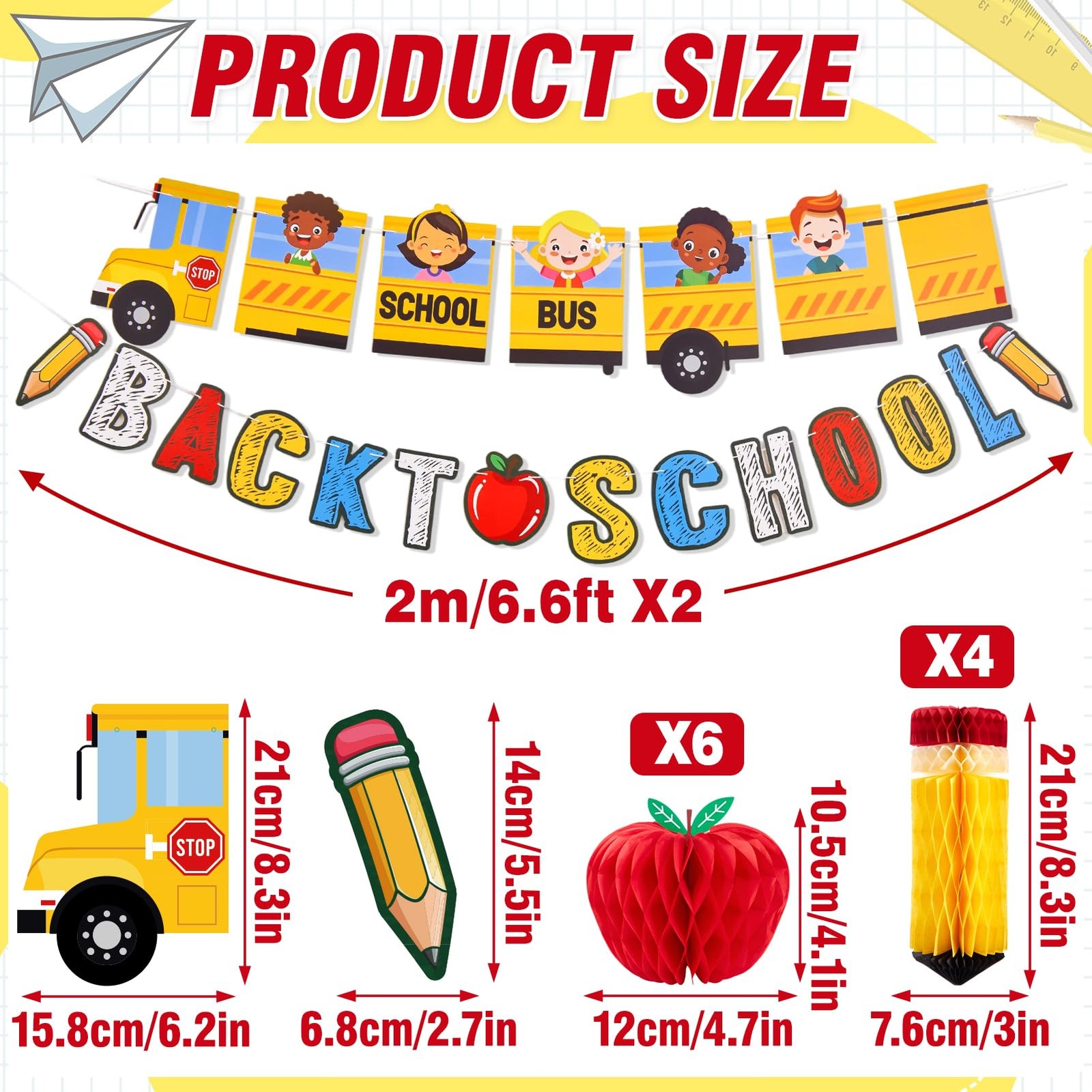 Back to School Decoration Bus Party Banner Colourful