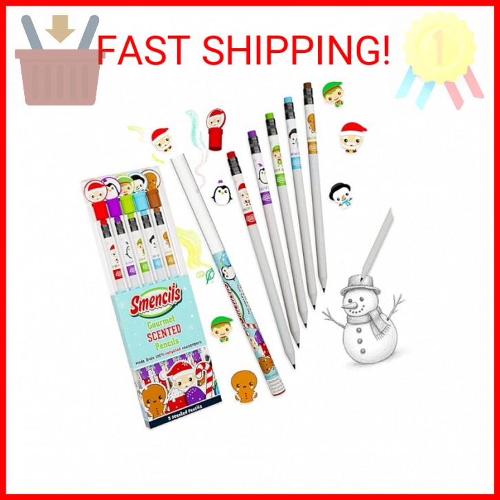 Holiday Smencils – HB #2 Scented Fun Pencils, 5 Count – Stocking Stuffer, Gifts