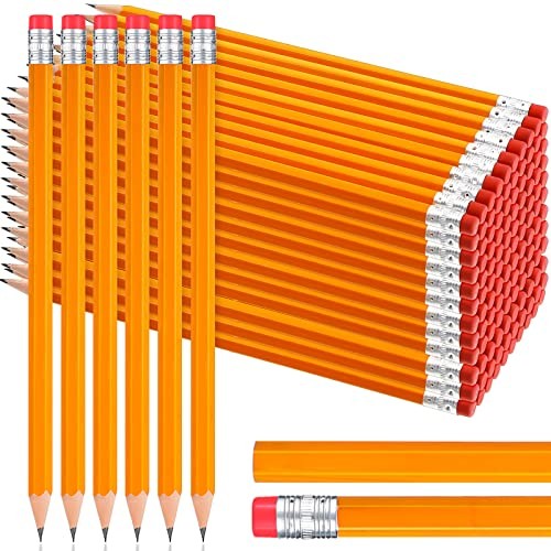 400 Pcs Yellow Pencils Bulk with Erasers Unsharpened Wood 2 HB Pencil Wood