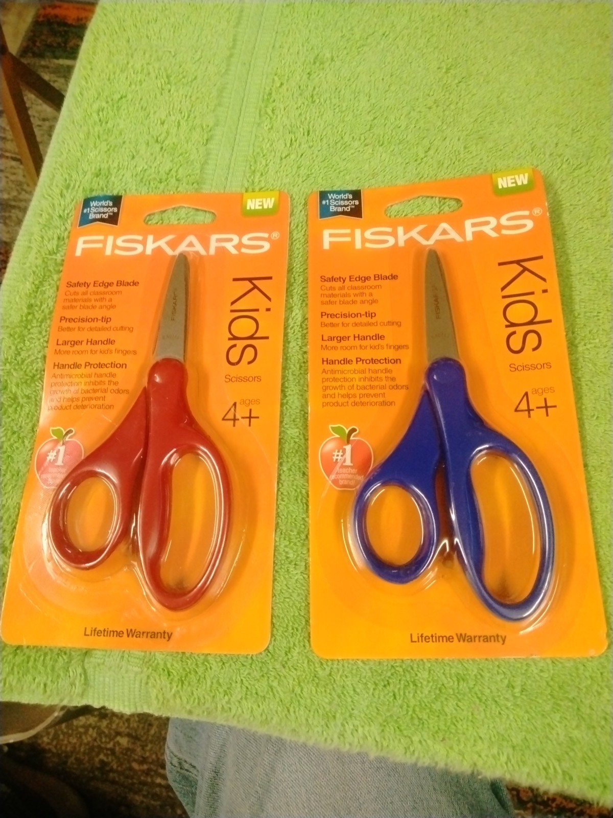 Fiskars Green Kids Childs Scissors Pointed Tip Safety Edge Blade Made In USA